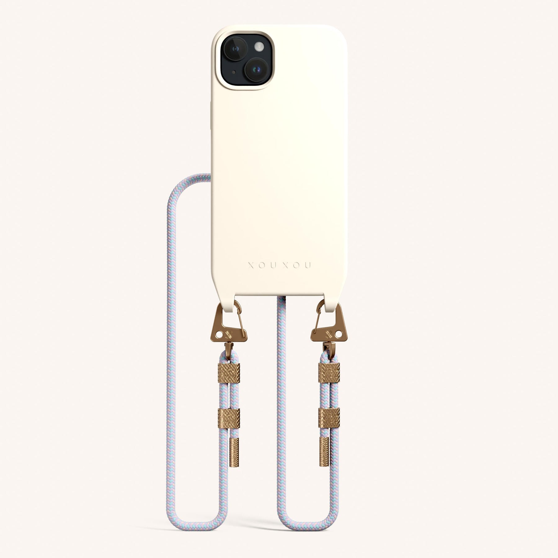 Phone Necklace with Carabiner Rope in Chalk + Vibrant Pastel