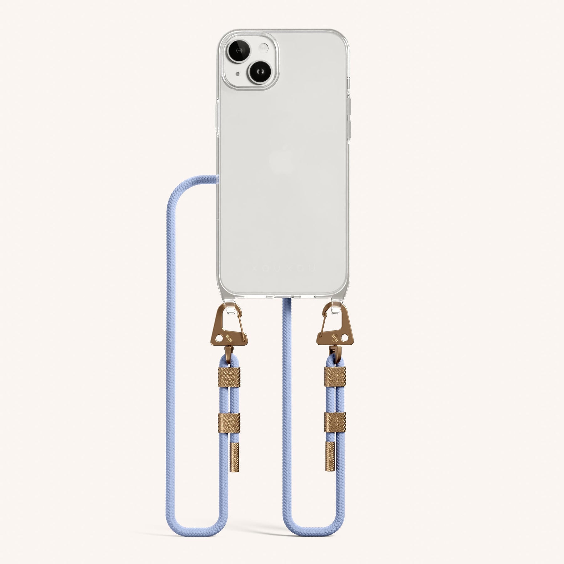 Handykette mit Karabinerband in Transparent + Baby Blau