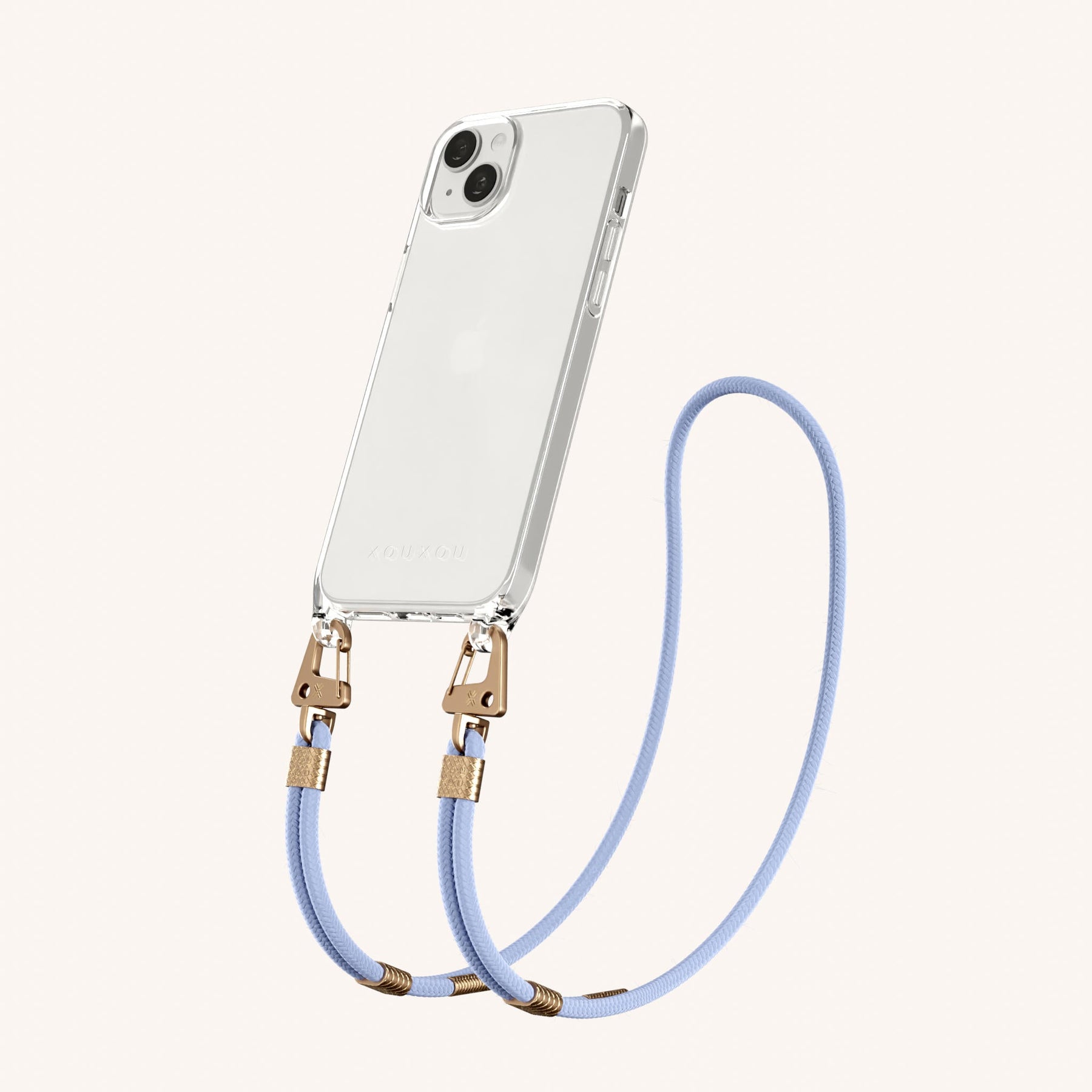 Handykette mit Karabinerband in Transparent + Baby Blau
