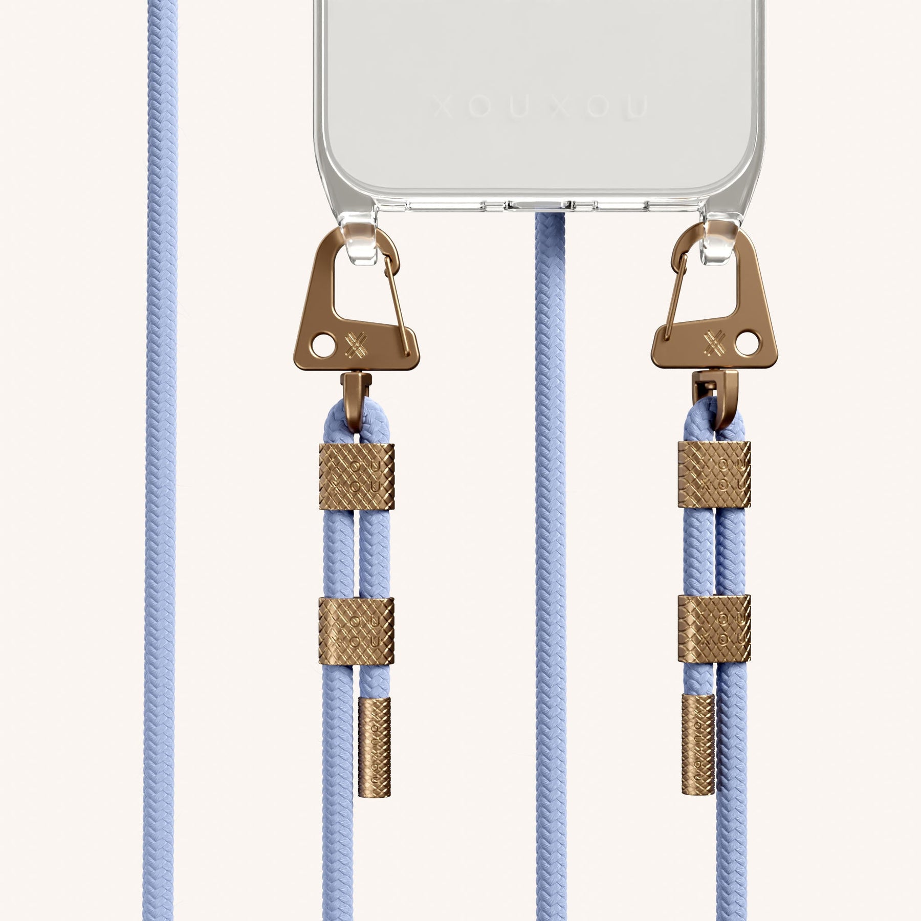 Handykette mit Karabinerband in Transparent + Baby Blau
