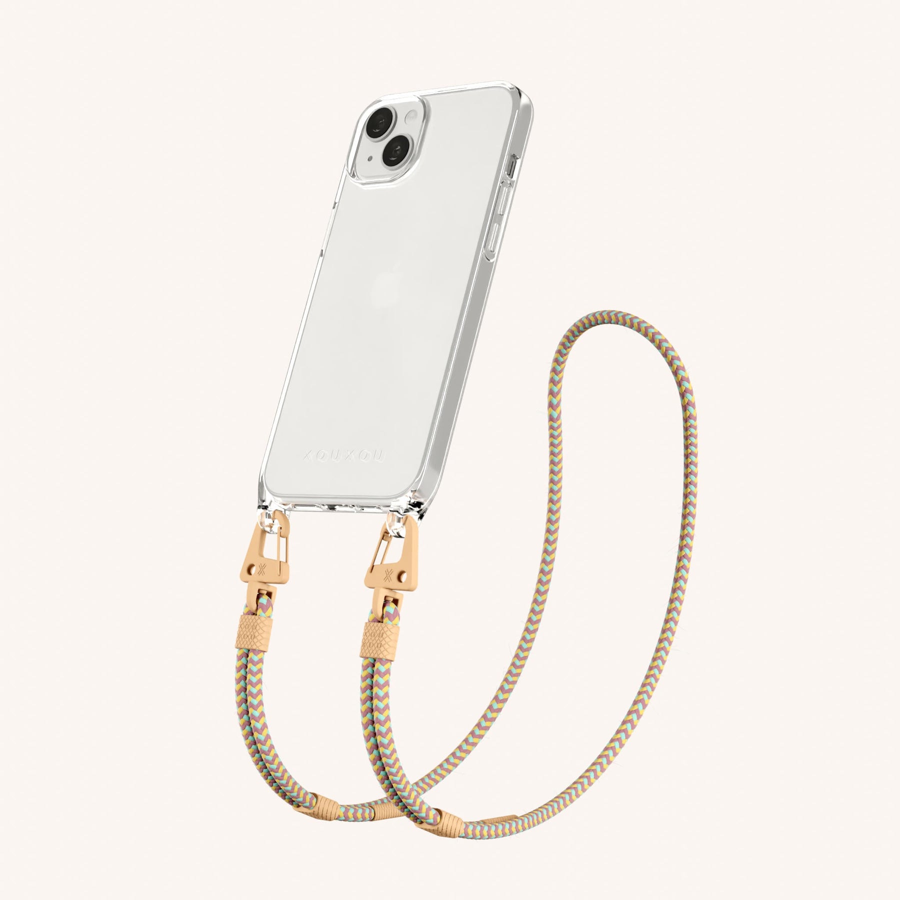 Handykette mit Karabinerband in Transparent + Palm Springs