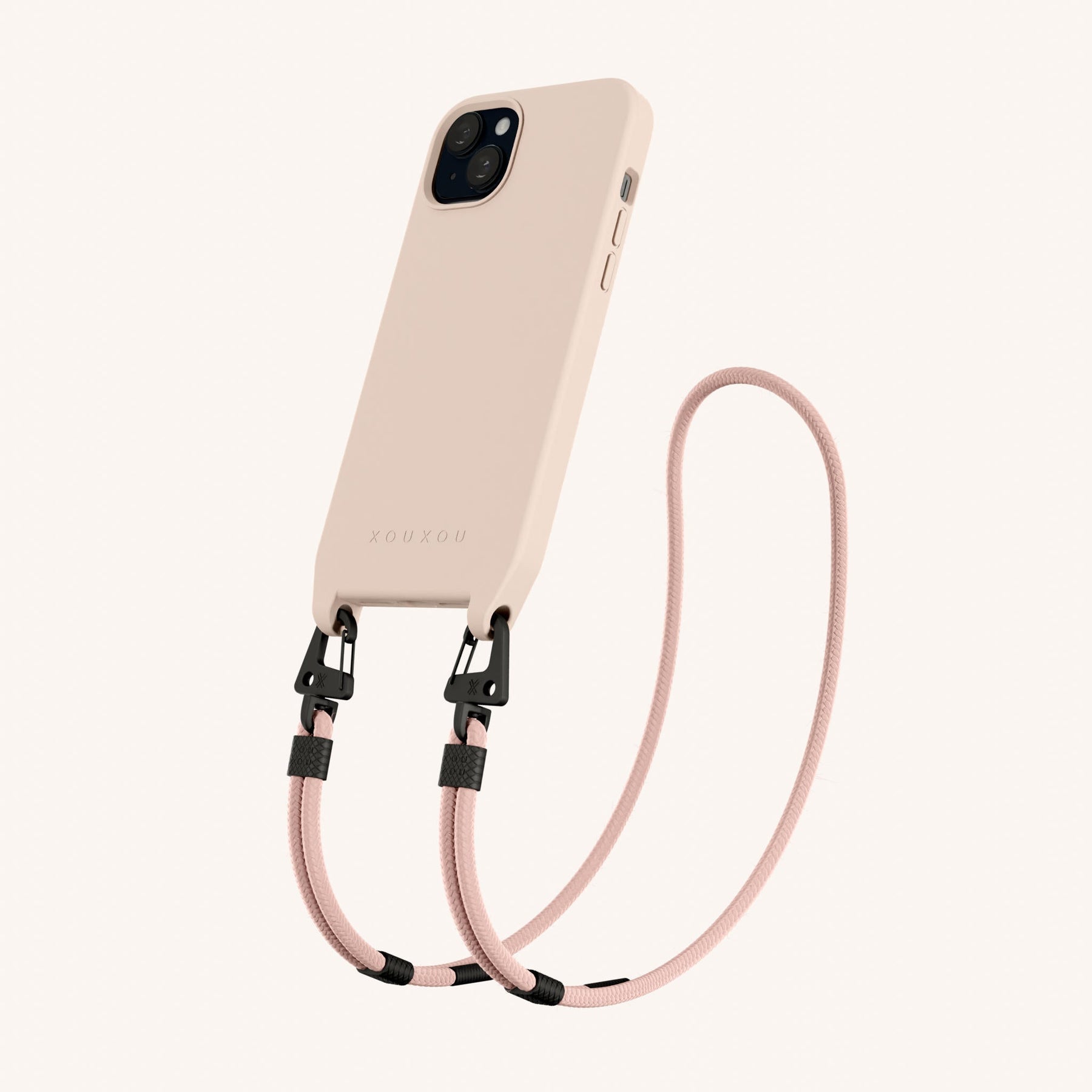 Phone Necklace with Carabiner Rope in Powder Pink