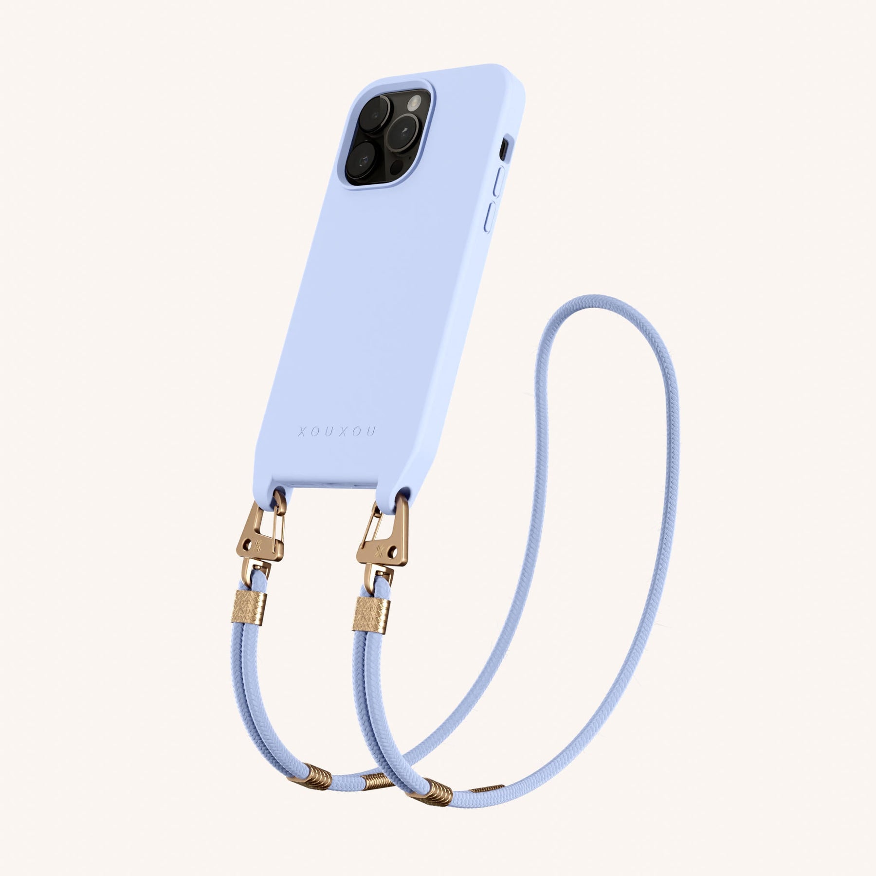 Phone Necklace with Carabiner Rope in Baby Blue