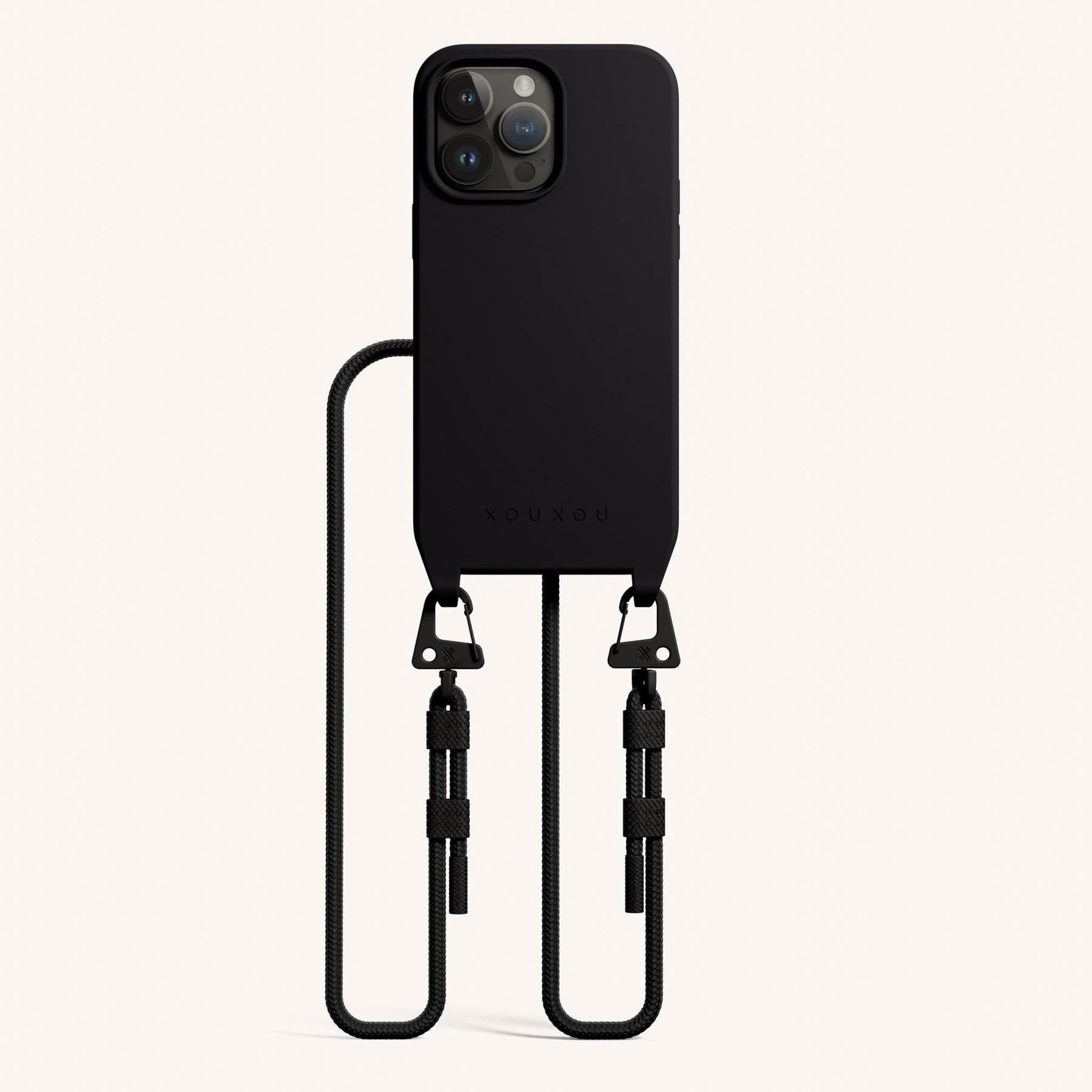 Handykette mit Karabinerband in Schwarz