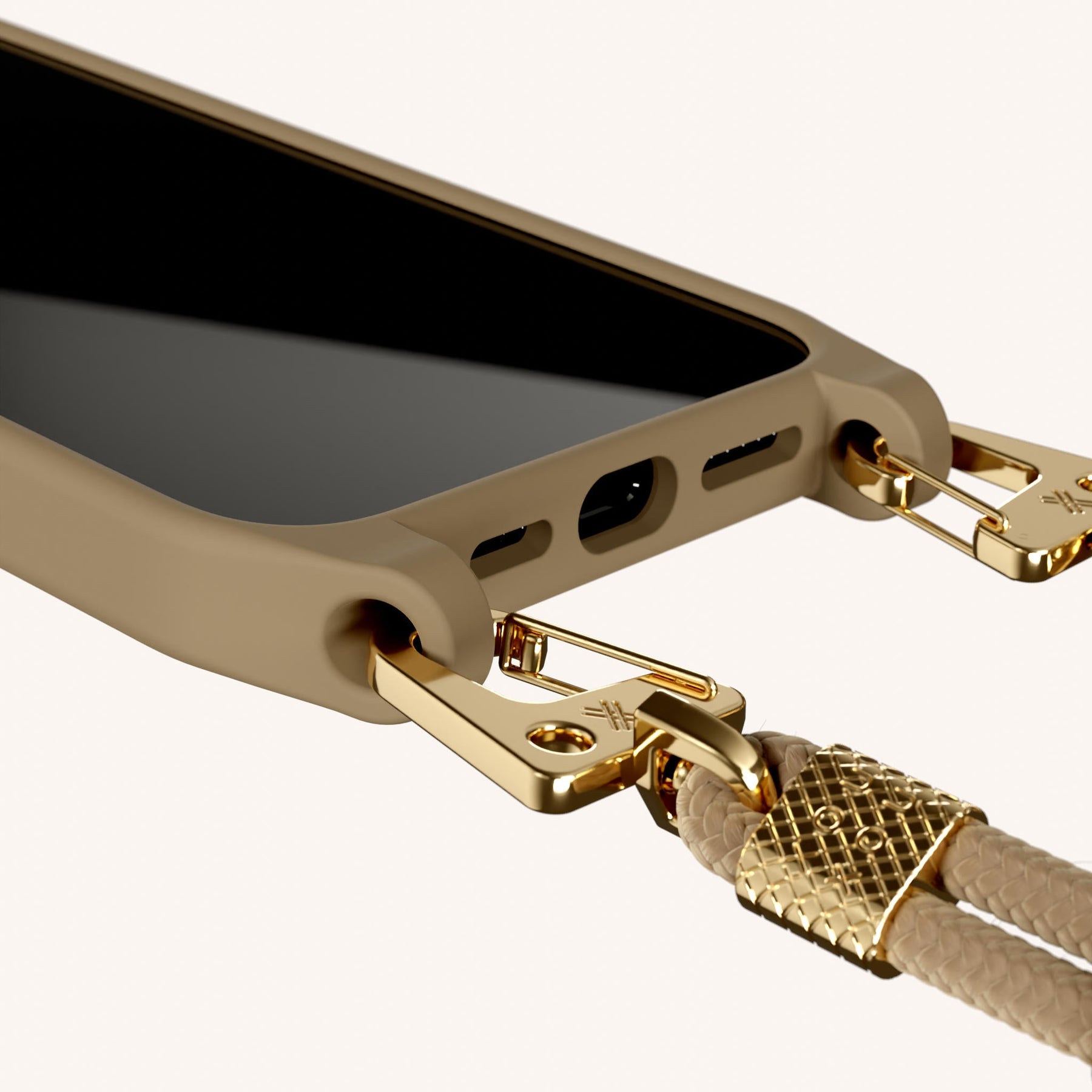 Handykette mit Karabinerband in Taupe