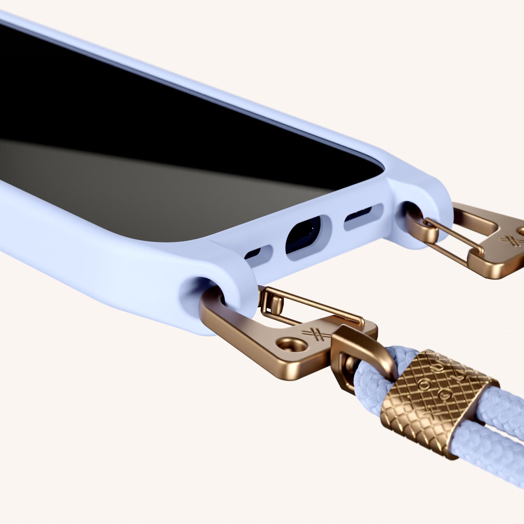 Phone Necklace with Carabiner Rope in Baby Blue