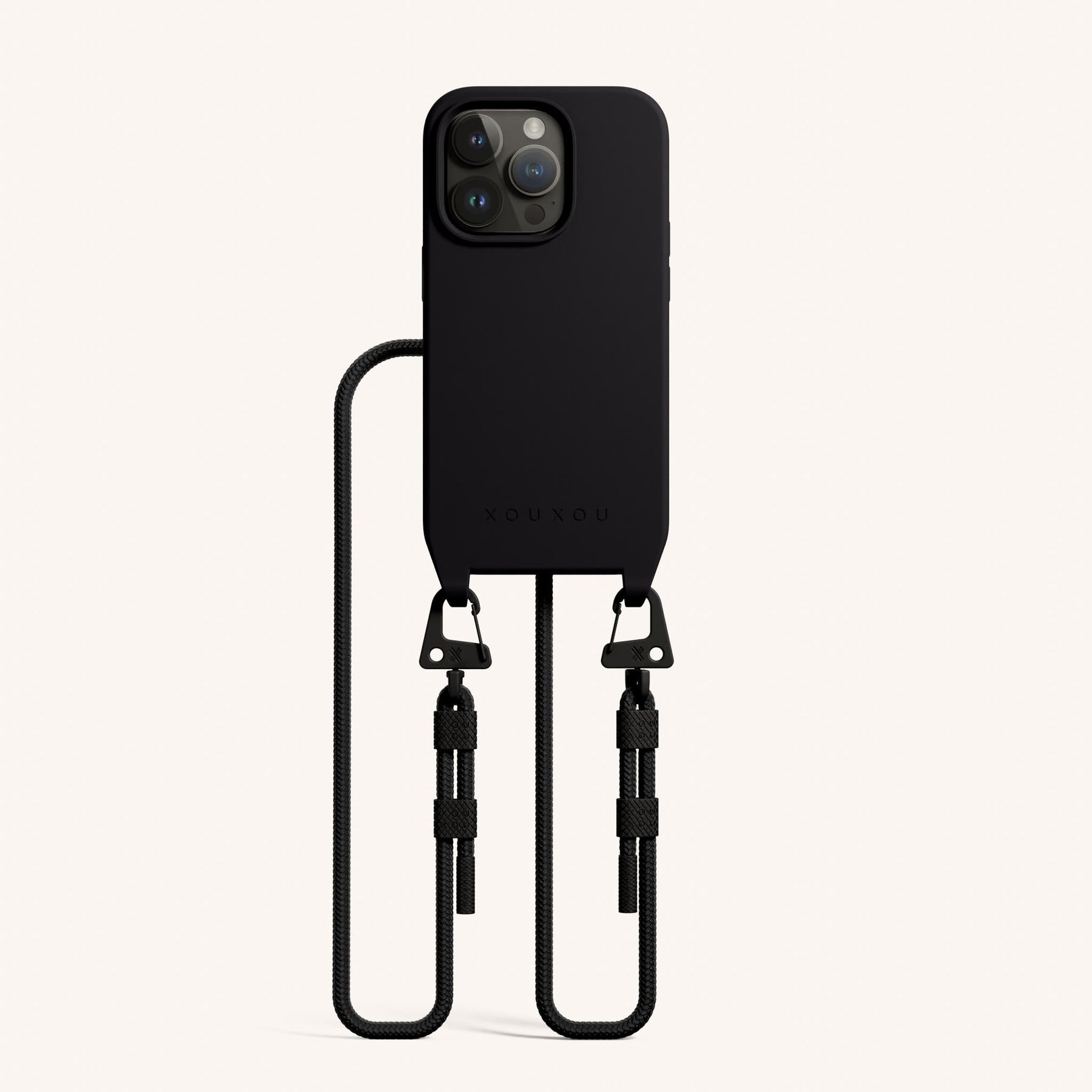 Handykette mit Karabinerband in Schwarz