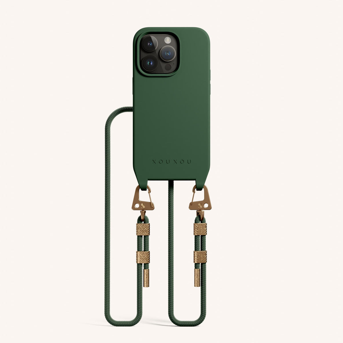 Phone Necklace with Carabiner Rope for iPhone 14 Pro with MagSafe in Sage Total View | XOUXOU #phone model_iphone 14 pro