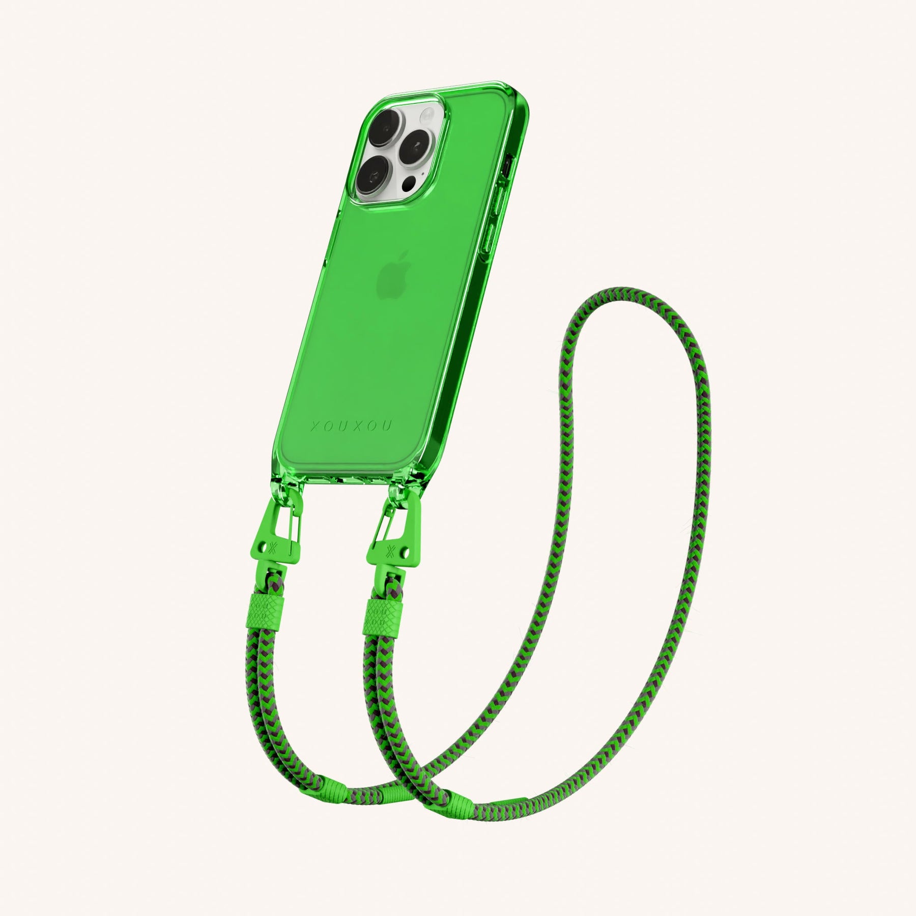 Handykette mit Karabinerband in Neon Grün