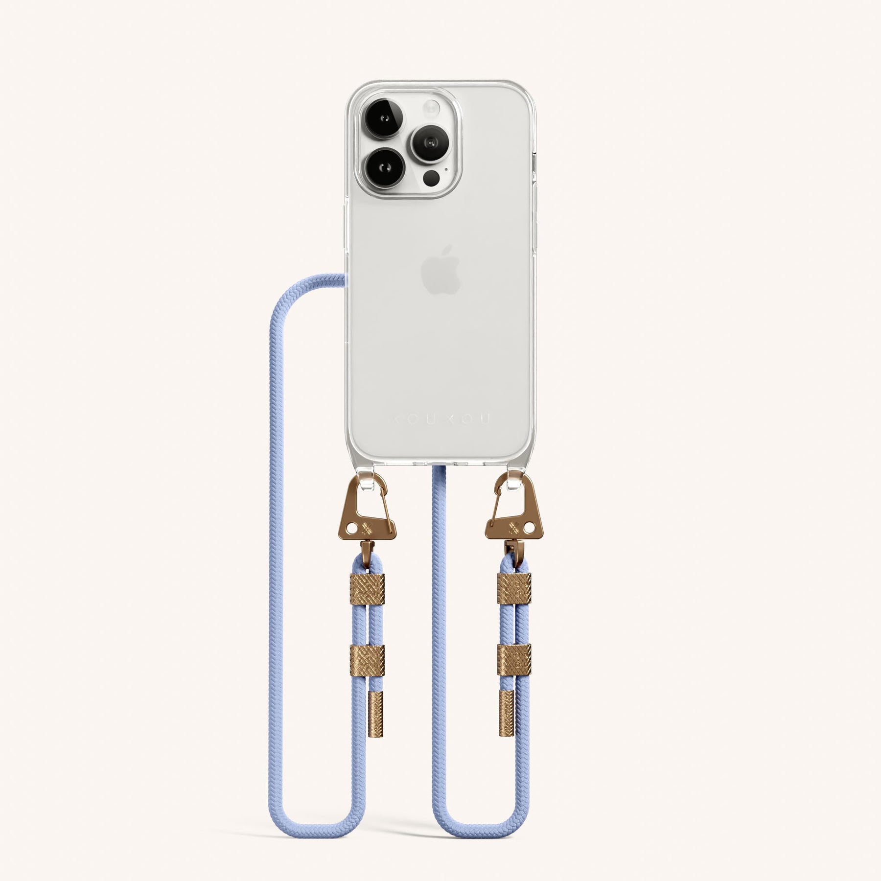 Handykette mit Karabinerband in Transparent + Baby Blau