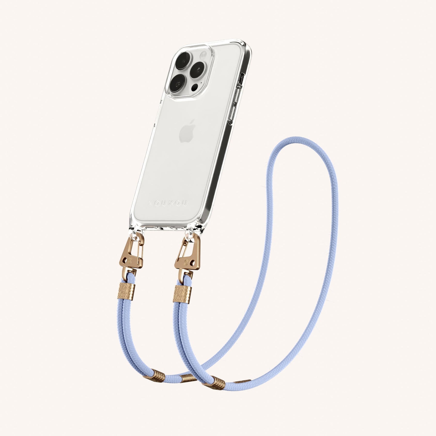 Handykette mit Karabinerband in Transparent + Baby Blau
