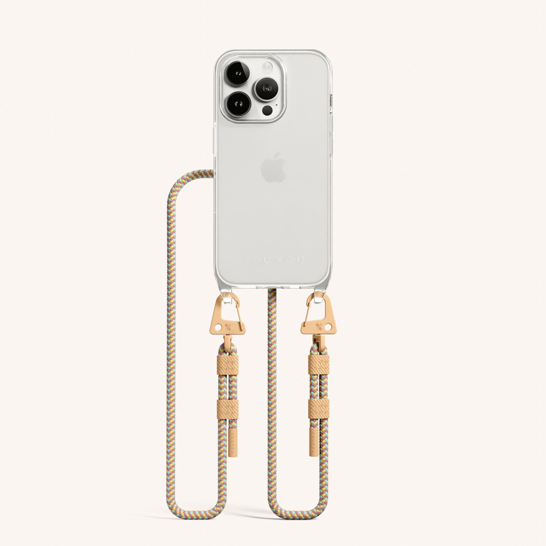 Handykette mit Karabinerband in Transparent + Palm Springs