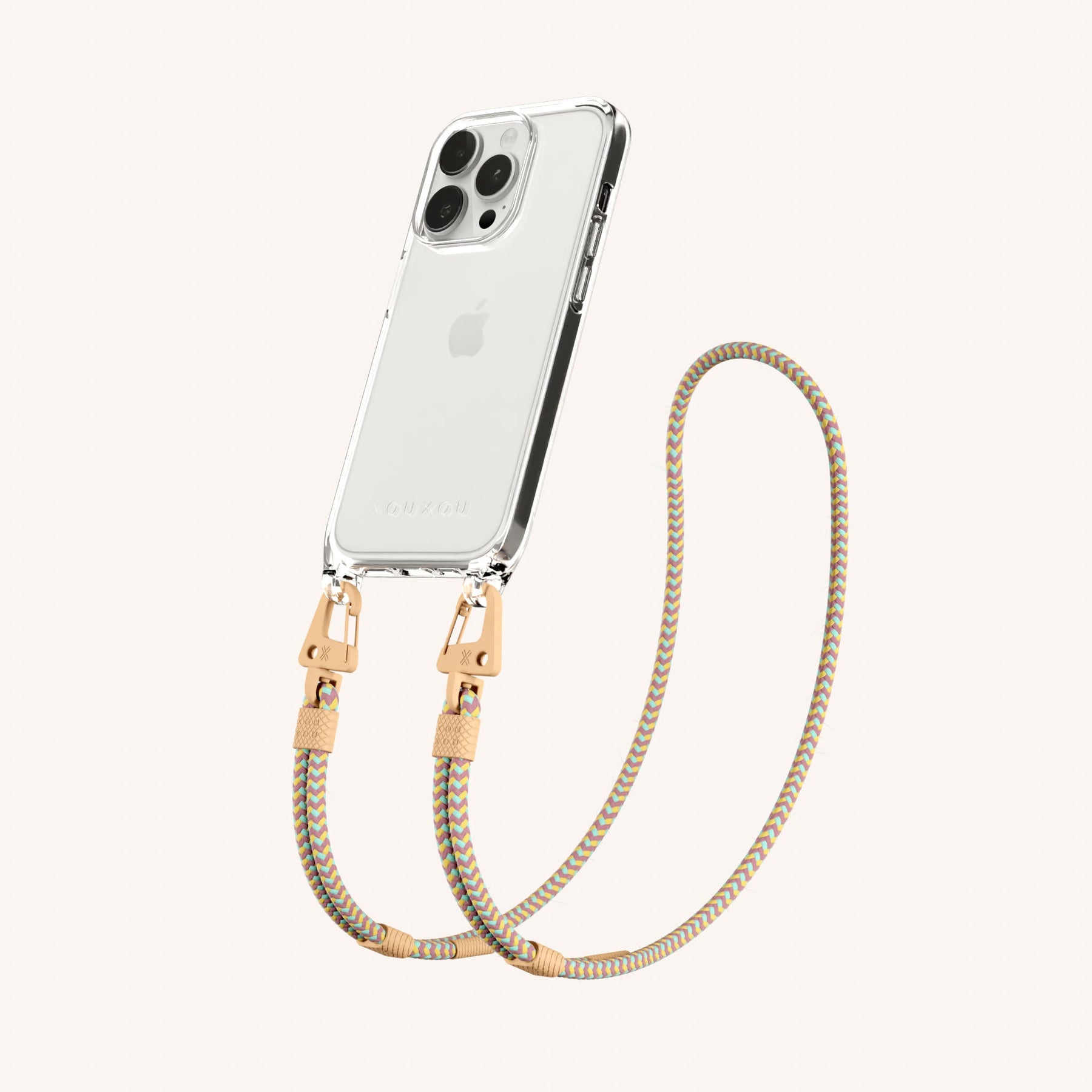 Handykette mit Karabinerband in Transparent + Palm Springs