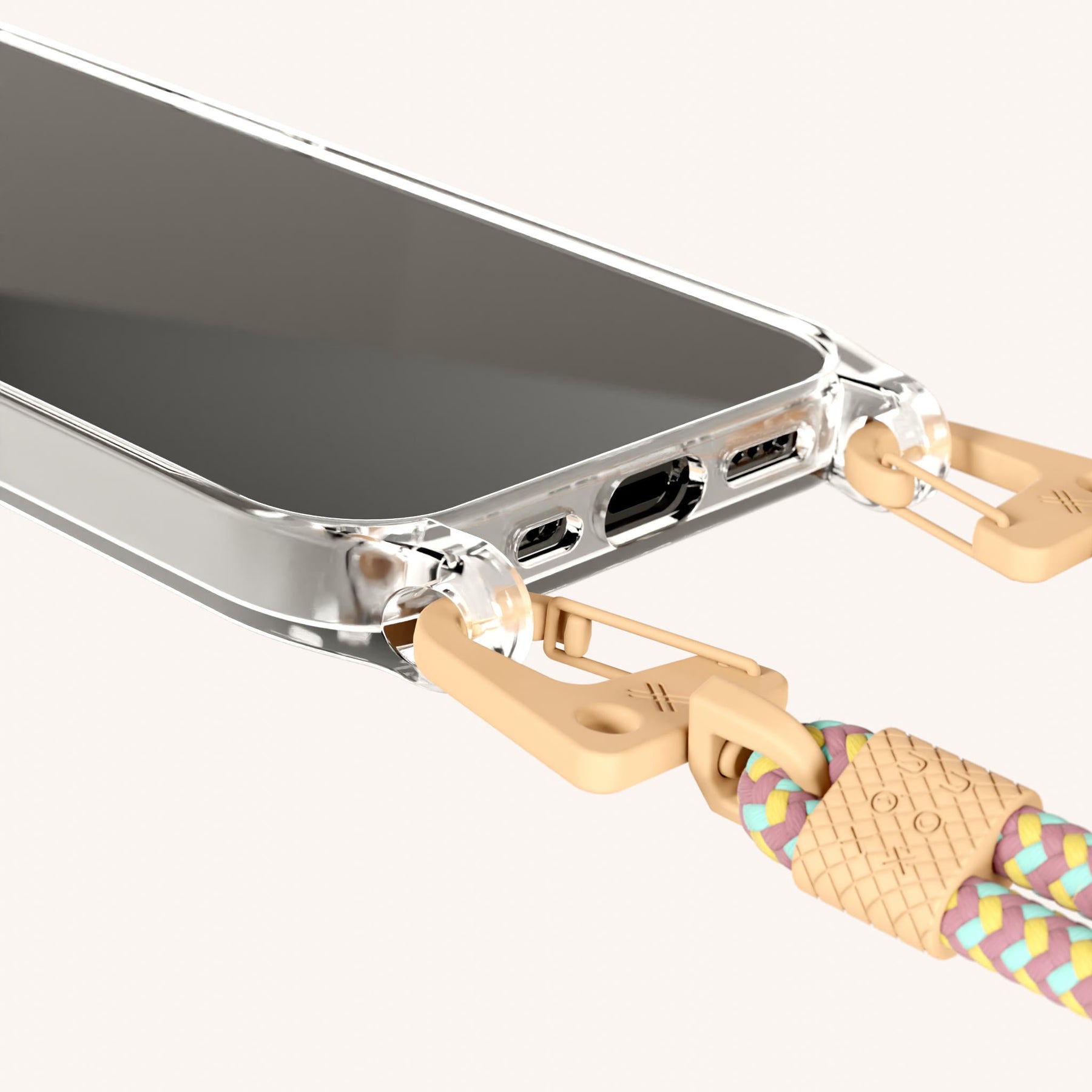 Handykette mit Karabinerband in Transparent + Palm Springs