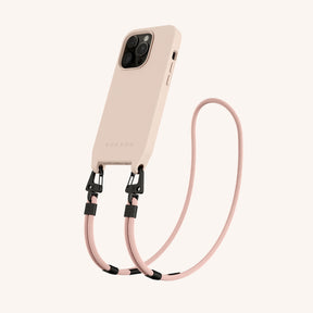 Phone Necklace with Carabiner Rope in Powder Pink