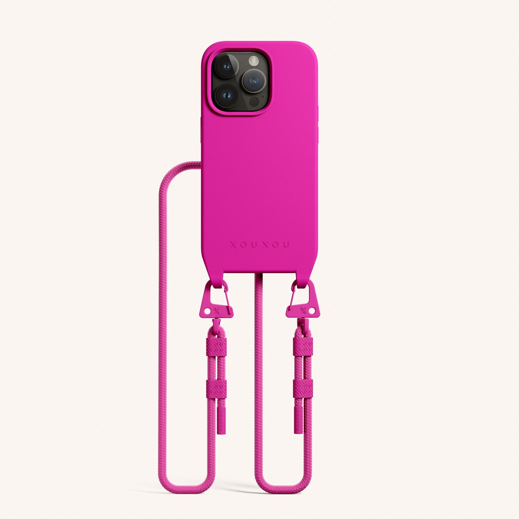 Handykette mit Karabinerband in Power Pink
