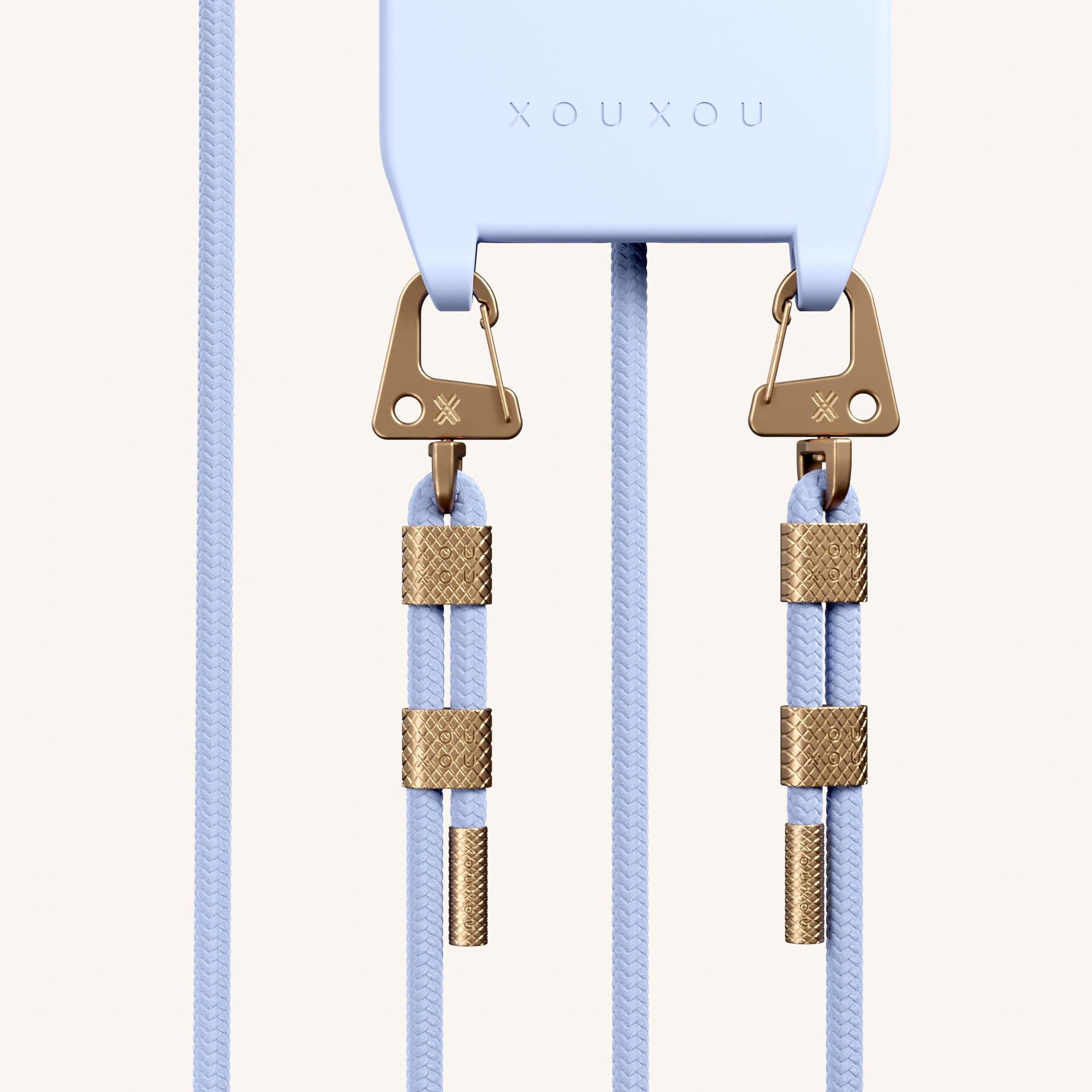 Phone Necklace with Carabiner Rope in Baby Blue