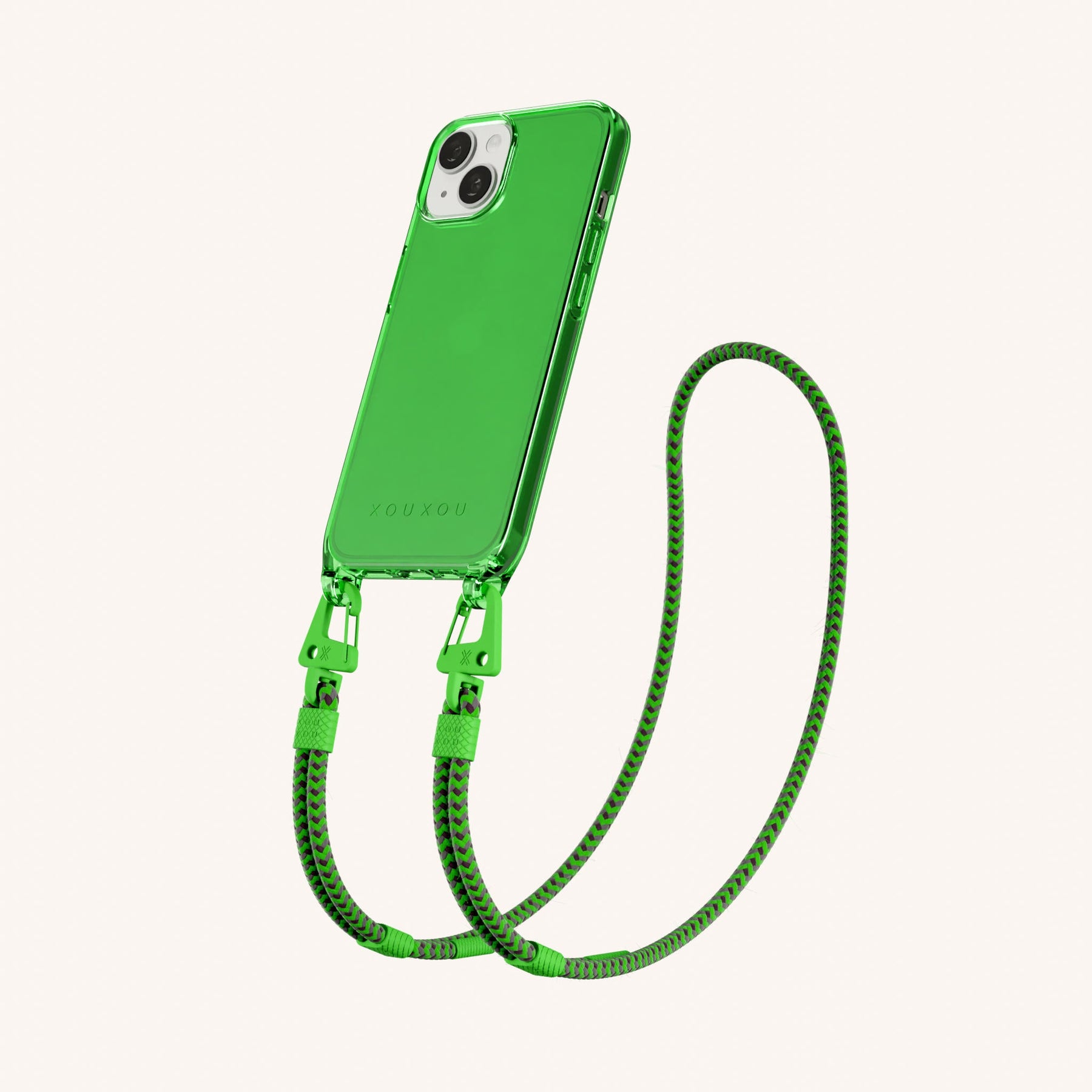 Handykette mit Karabinerband in Neon Grün