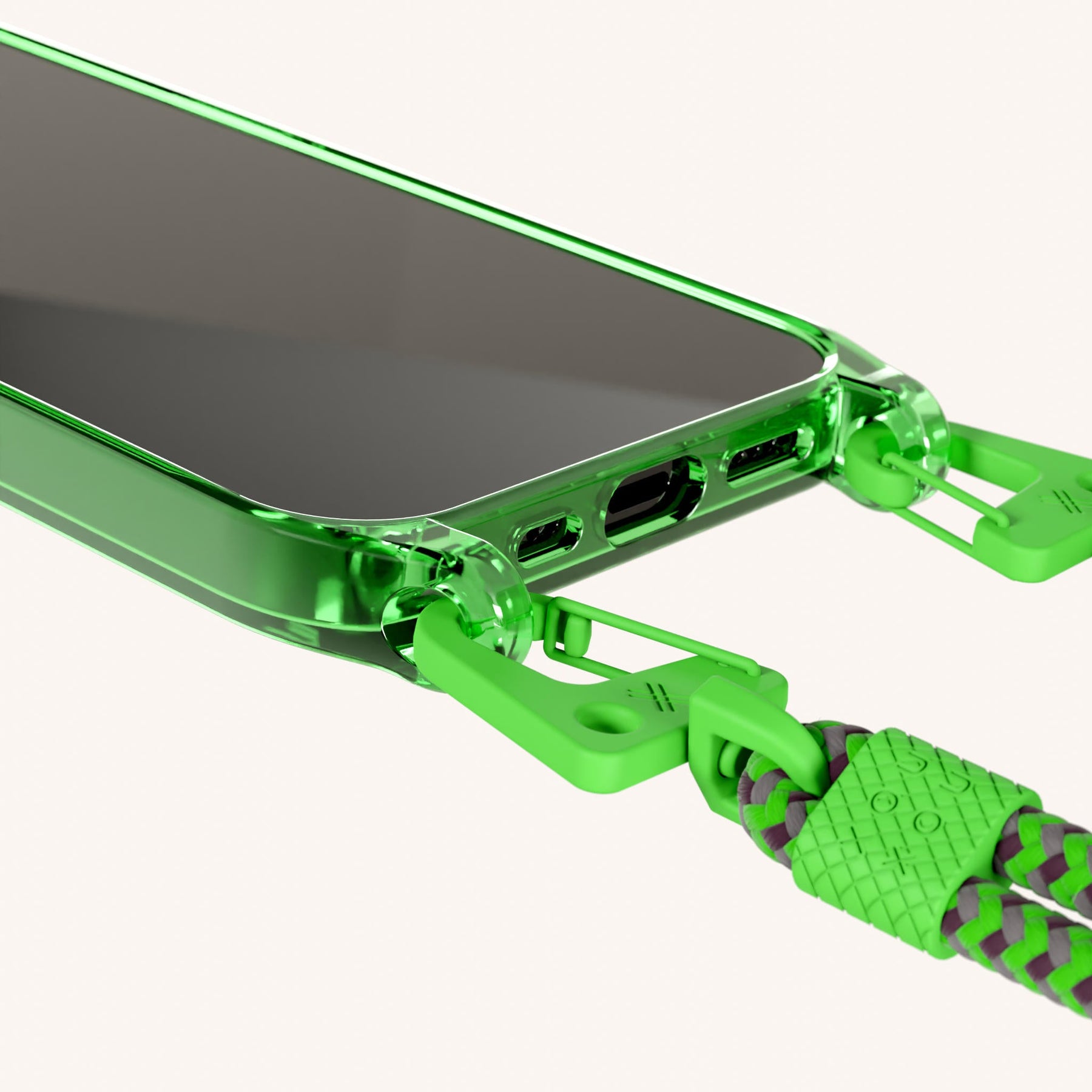 Handykette mit Karabinerband in Neon Grün