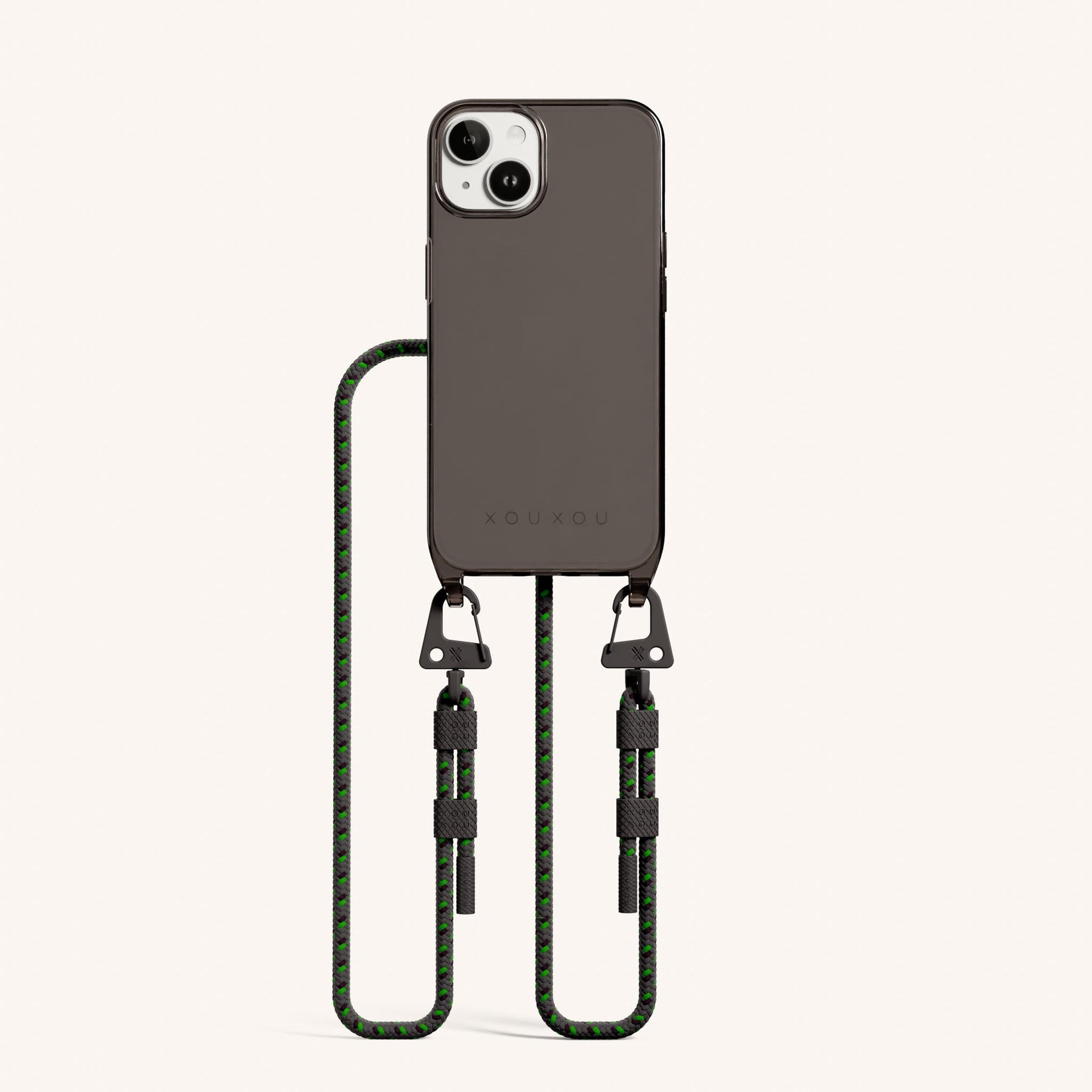 Handykette mit Karabinerband in Grau transparent