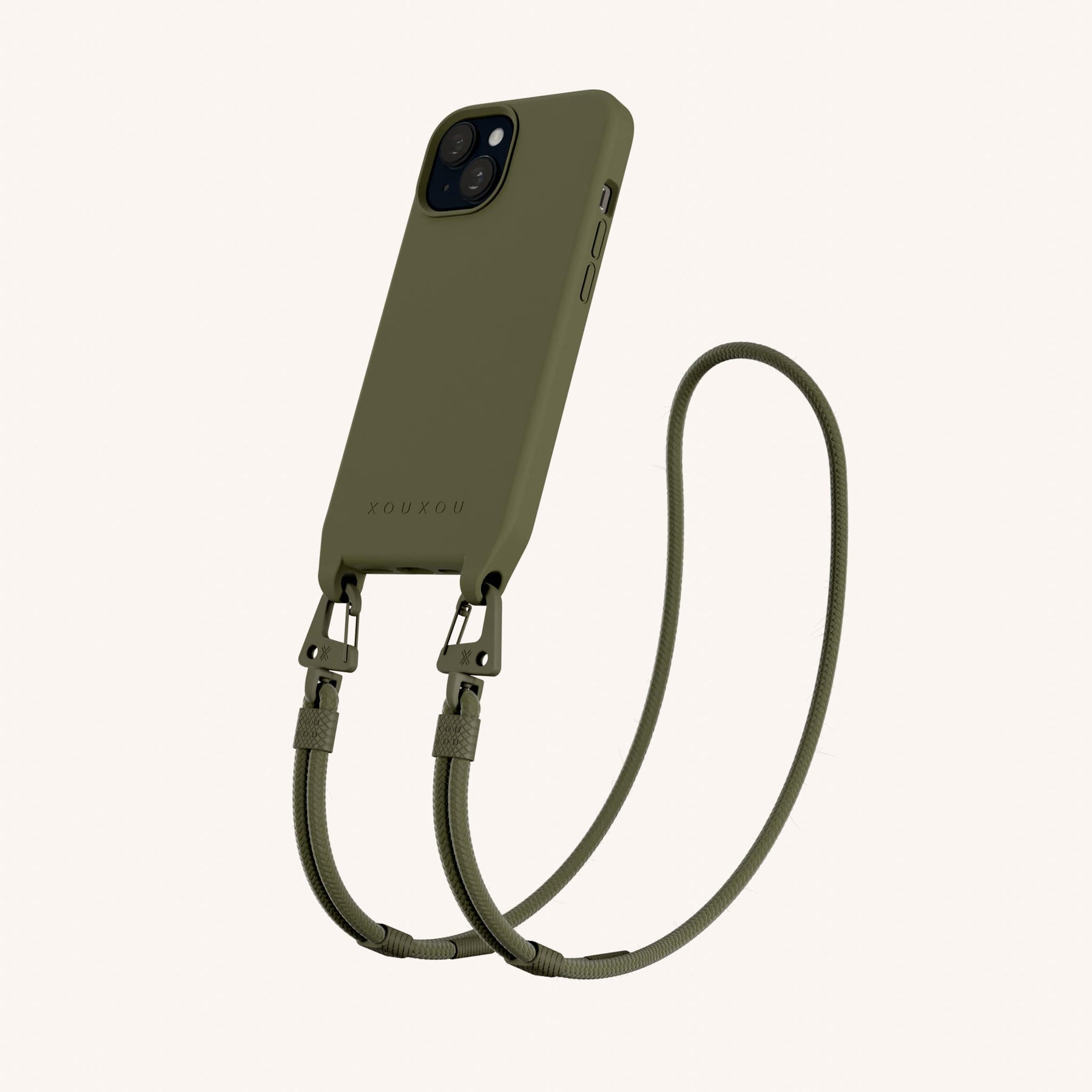 Handykette mit Karabinerband in Moos
