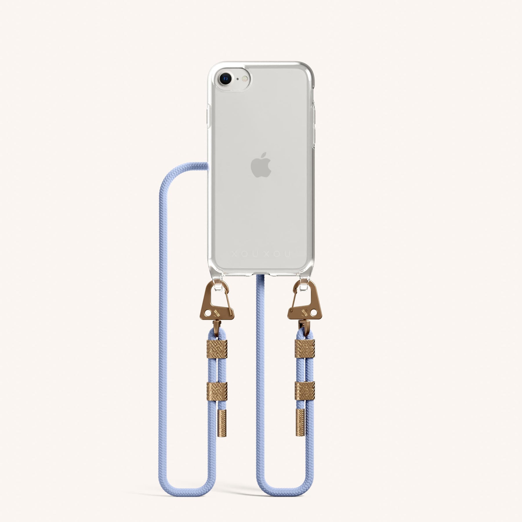 Handykette mit Karabinerband in Transparent + Baby Blau