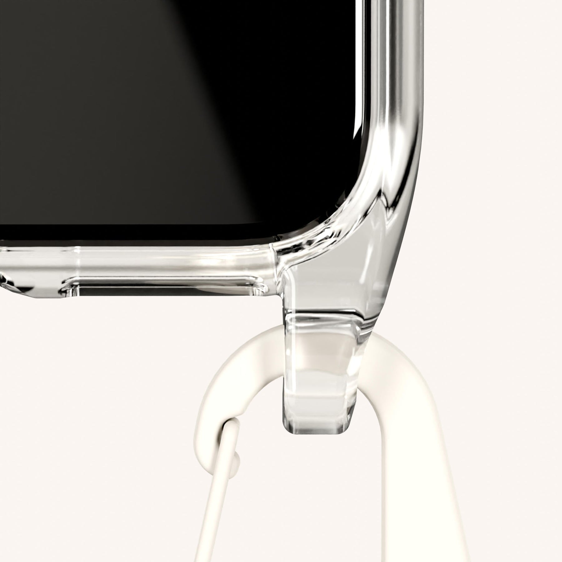 Handykette mit Karabinerband in Transparent + Kreideweiss