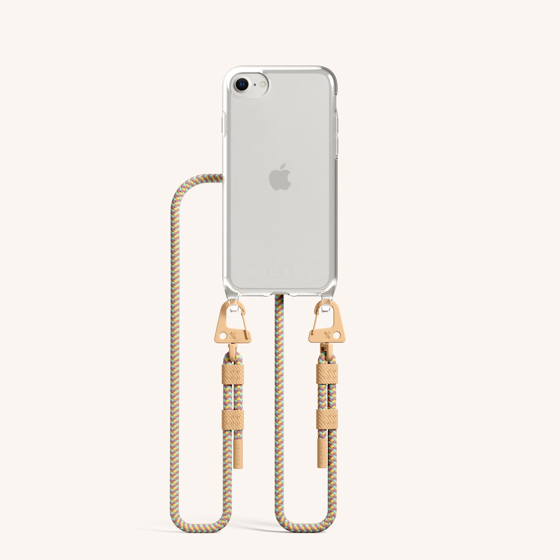 Handykette mit Karabinerband in Transparent + Palm Springs