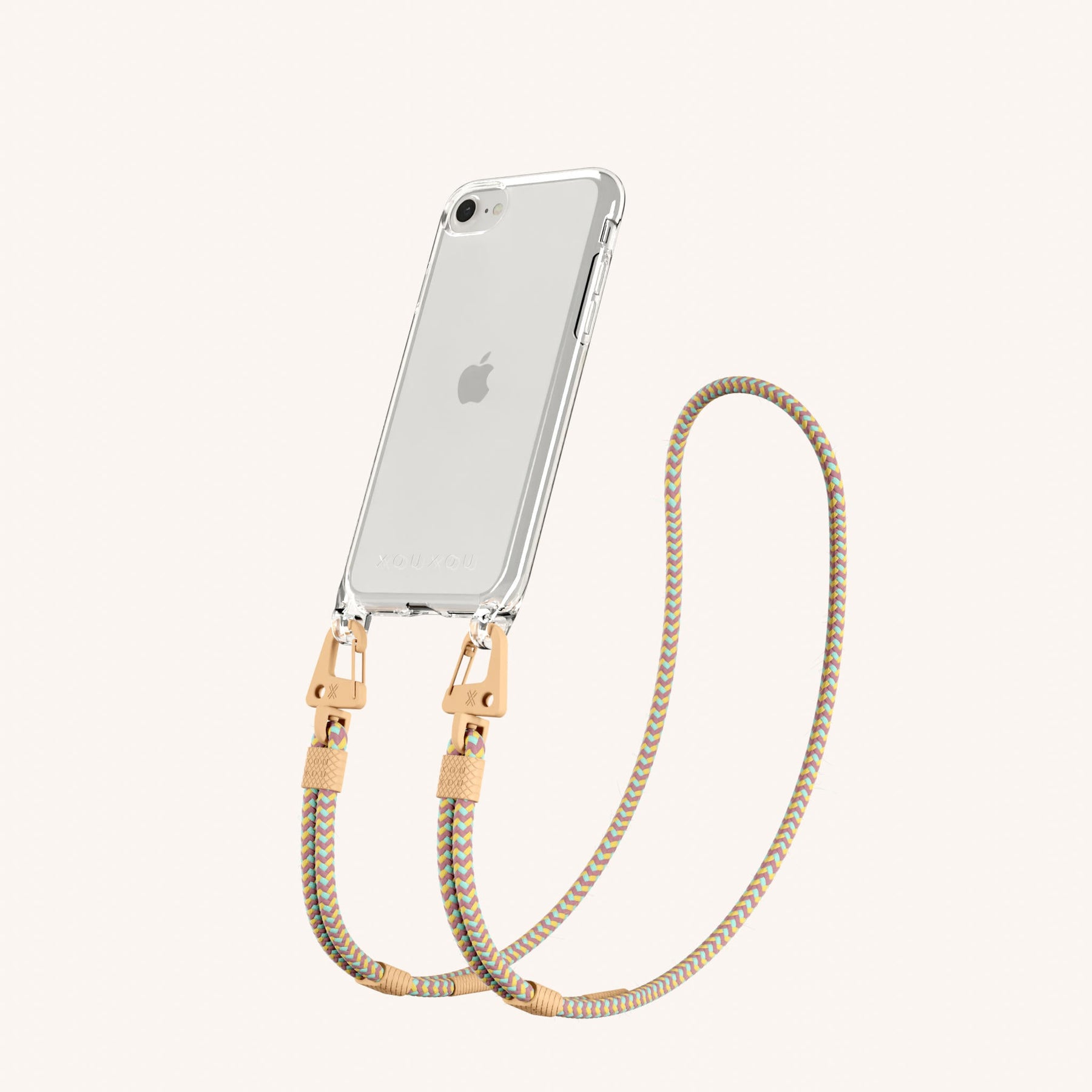 Handykette mit Karabinerband in Transparent + Palm Springs