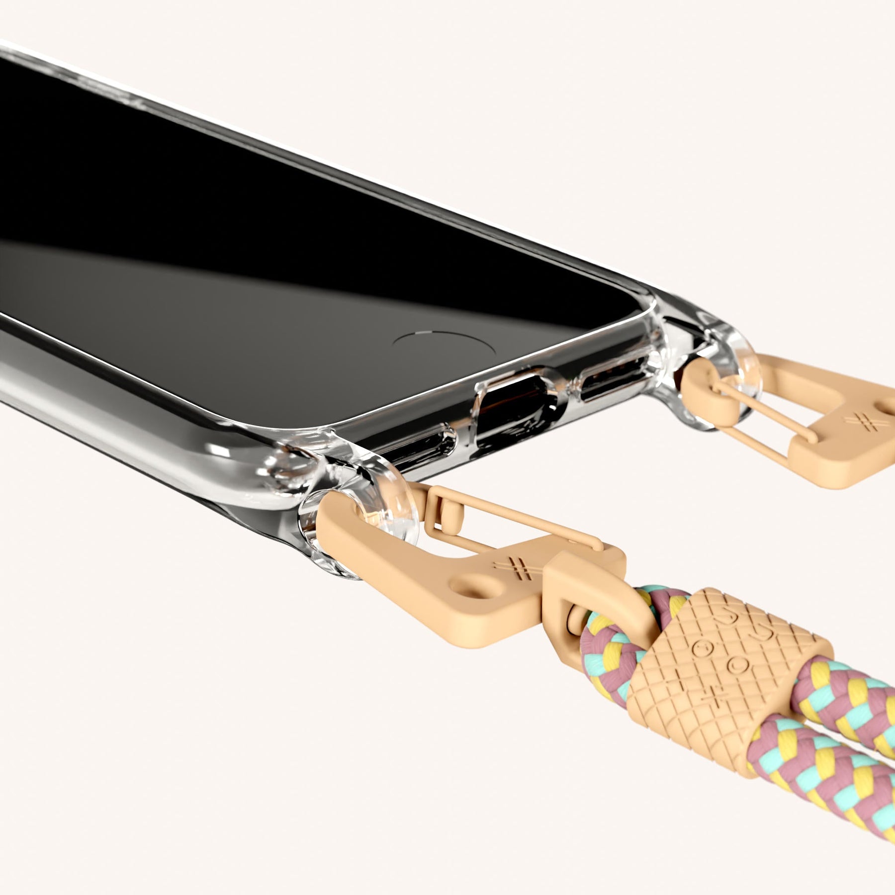 Handykette mit Karabinerband in Transparent + Palm Springs