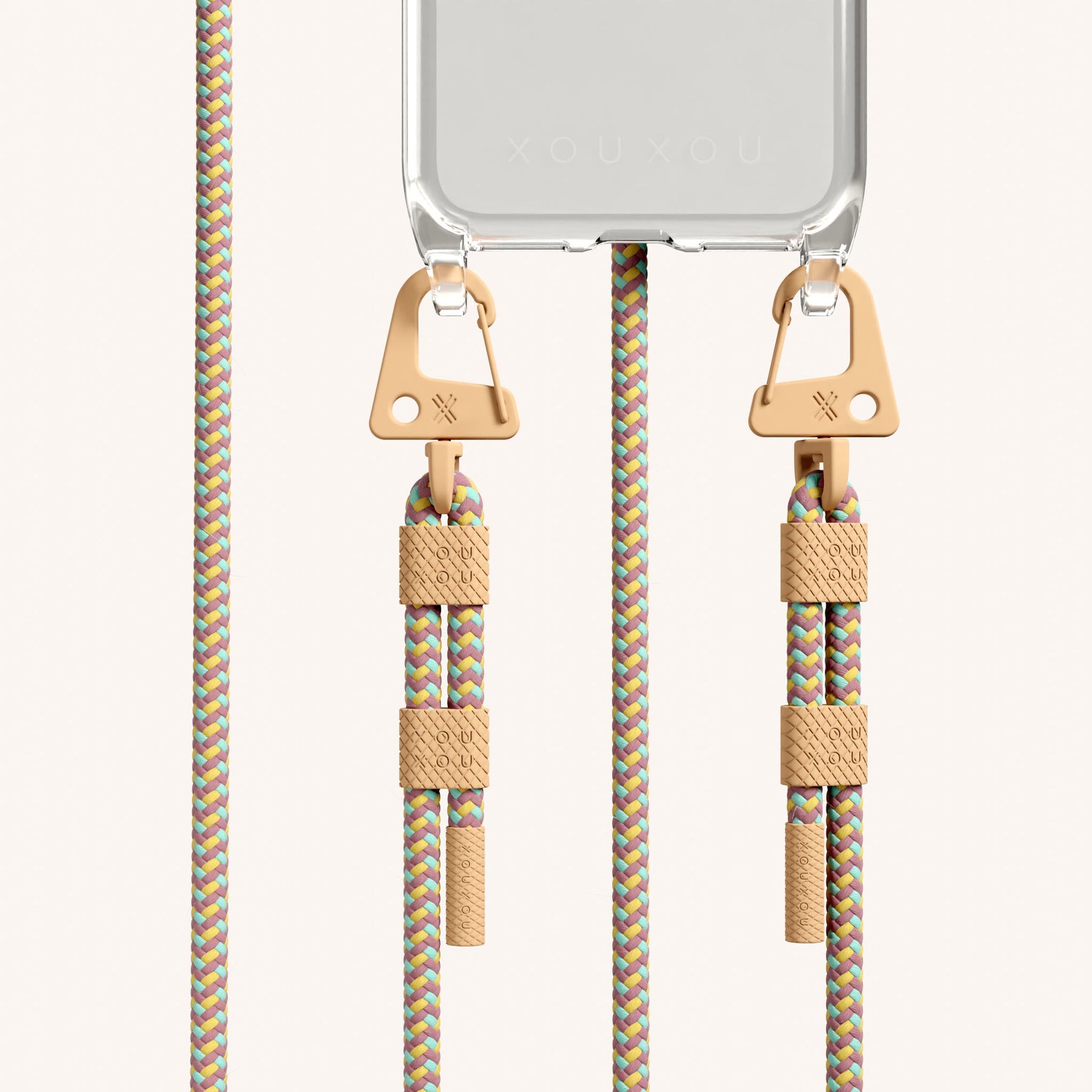 Handykette mit Karabinerband in Transparent + Palm Springs