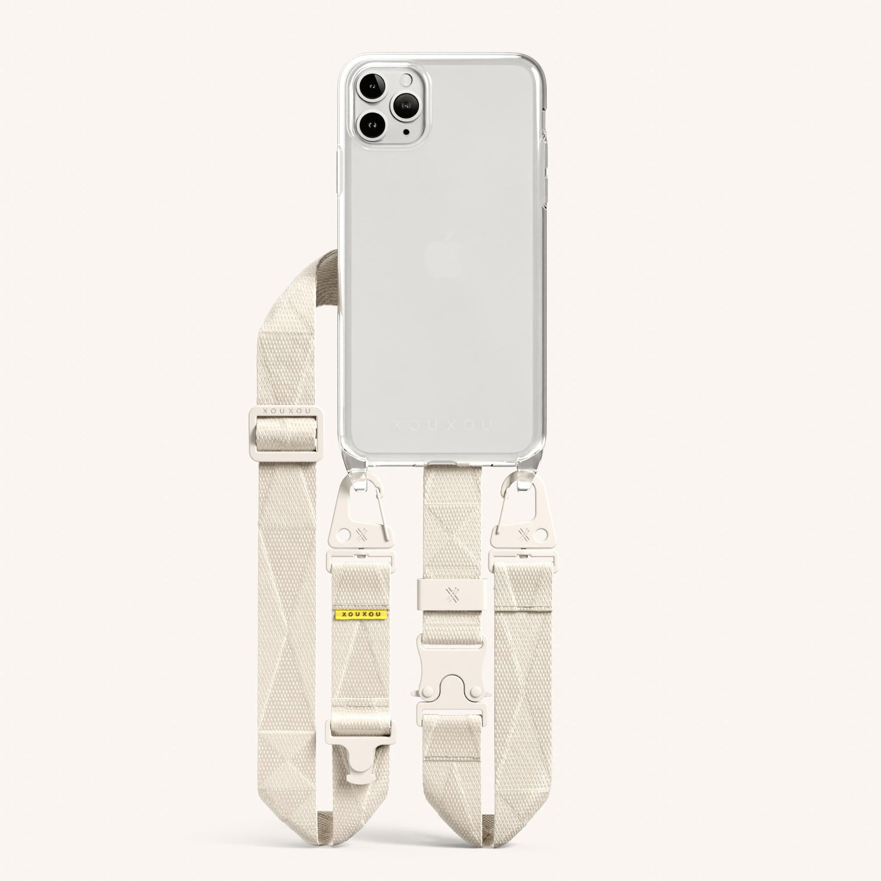 Phone Necklace with Lanyard in Clear + Chalk