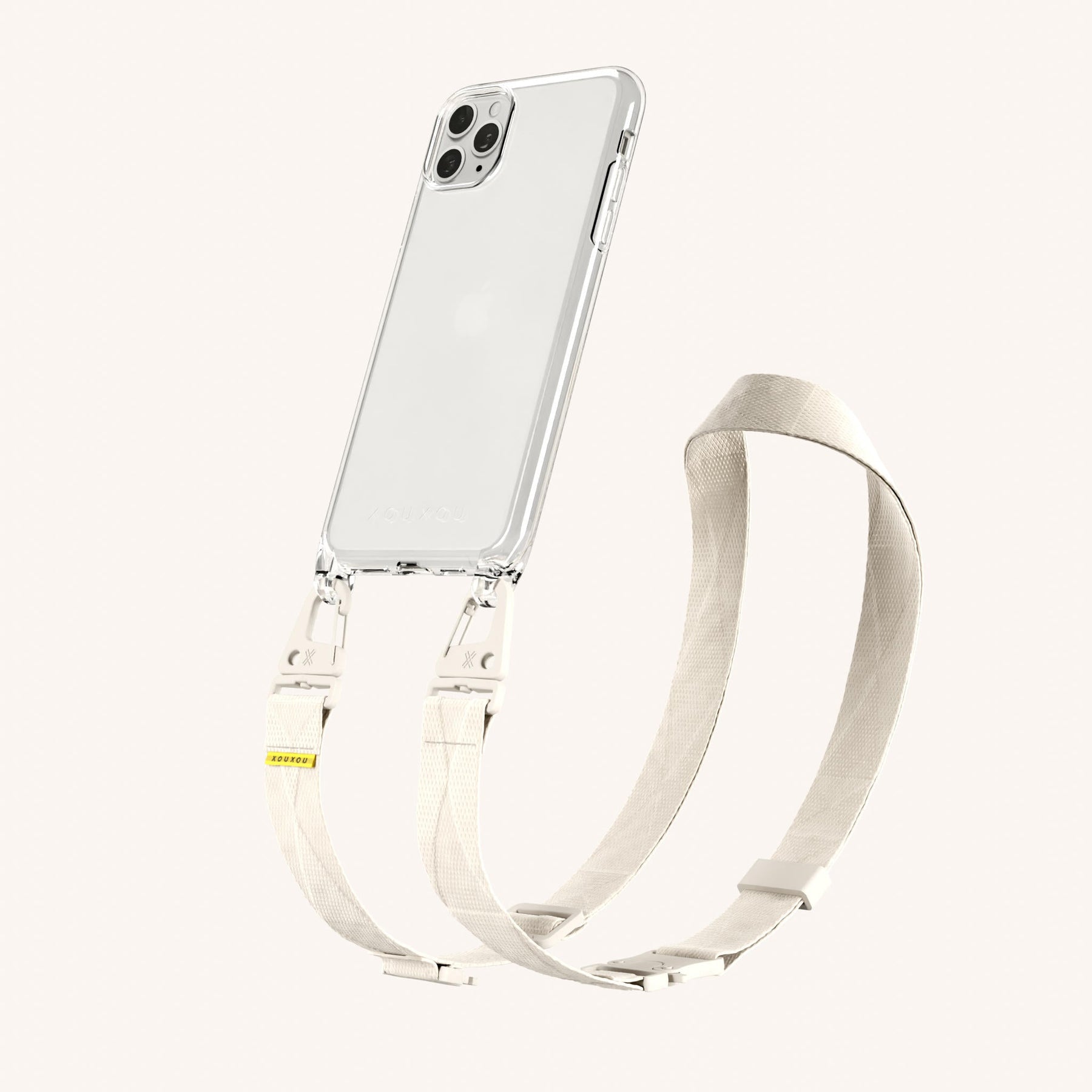 Phone Necklace with Lanyard in Clear + Chalk