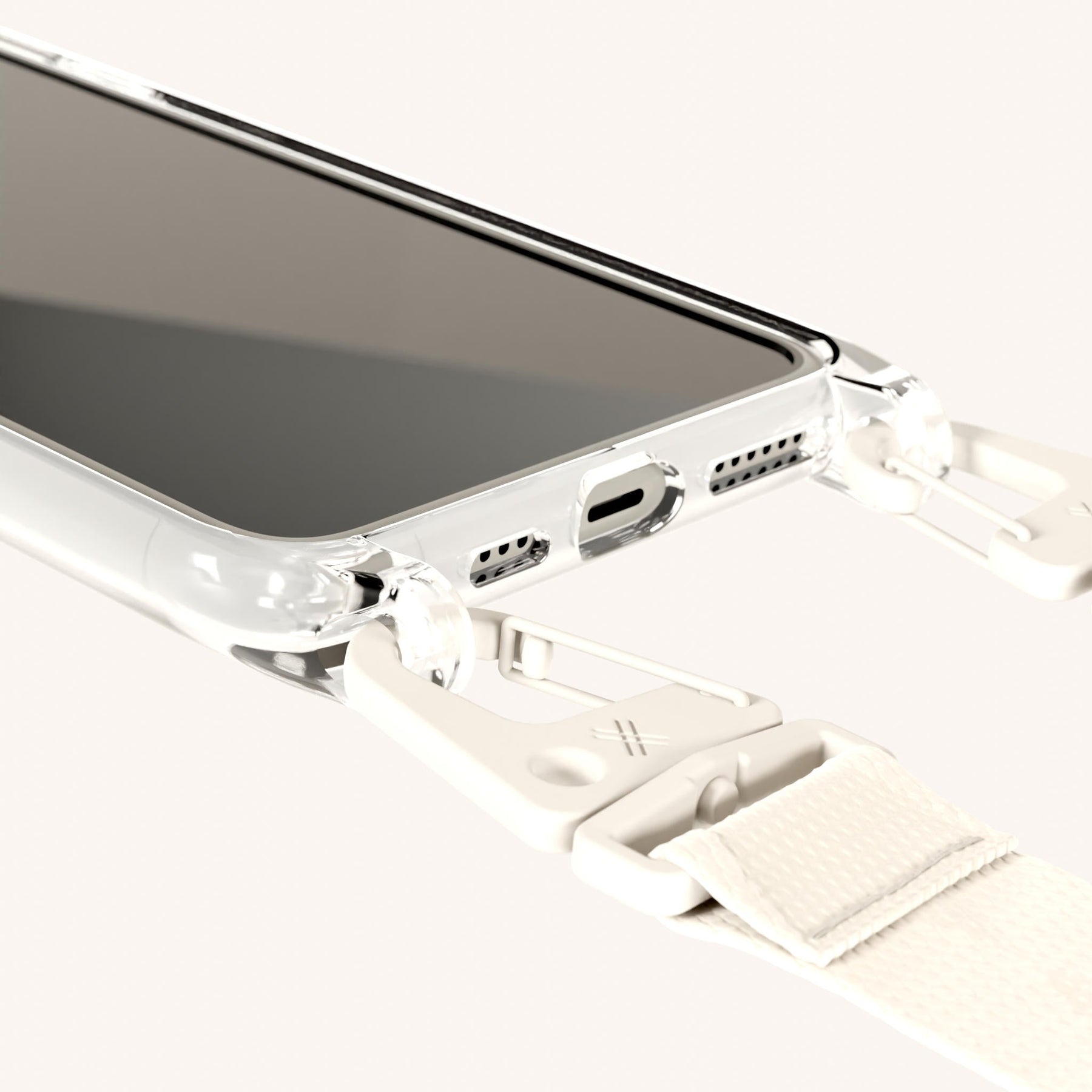 Phone Necklace with Lanyard in Clear + Chalk