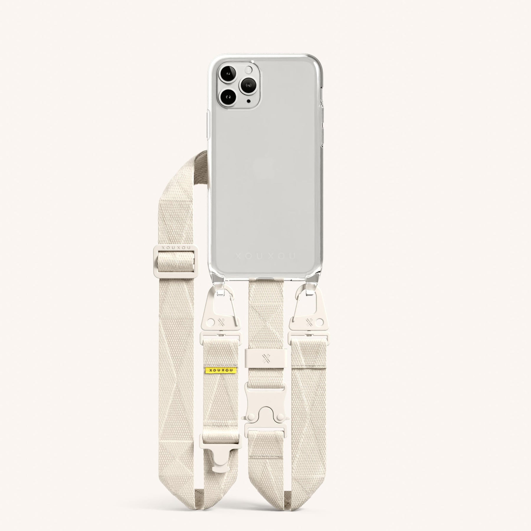 Phone Necklace with Lanyard in Clear + Chalk