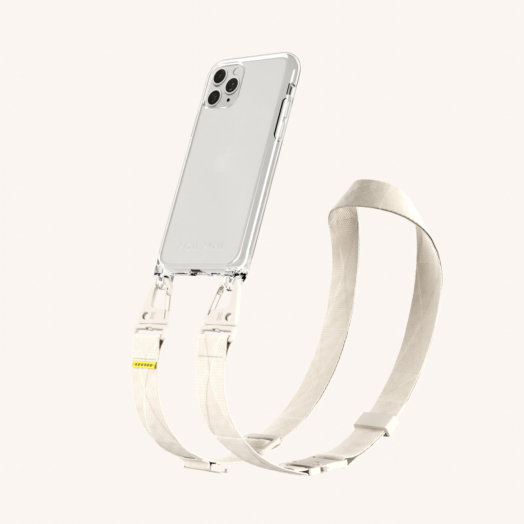 Phone Necklace with Lanyard in Clear + Chalk