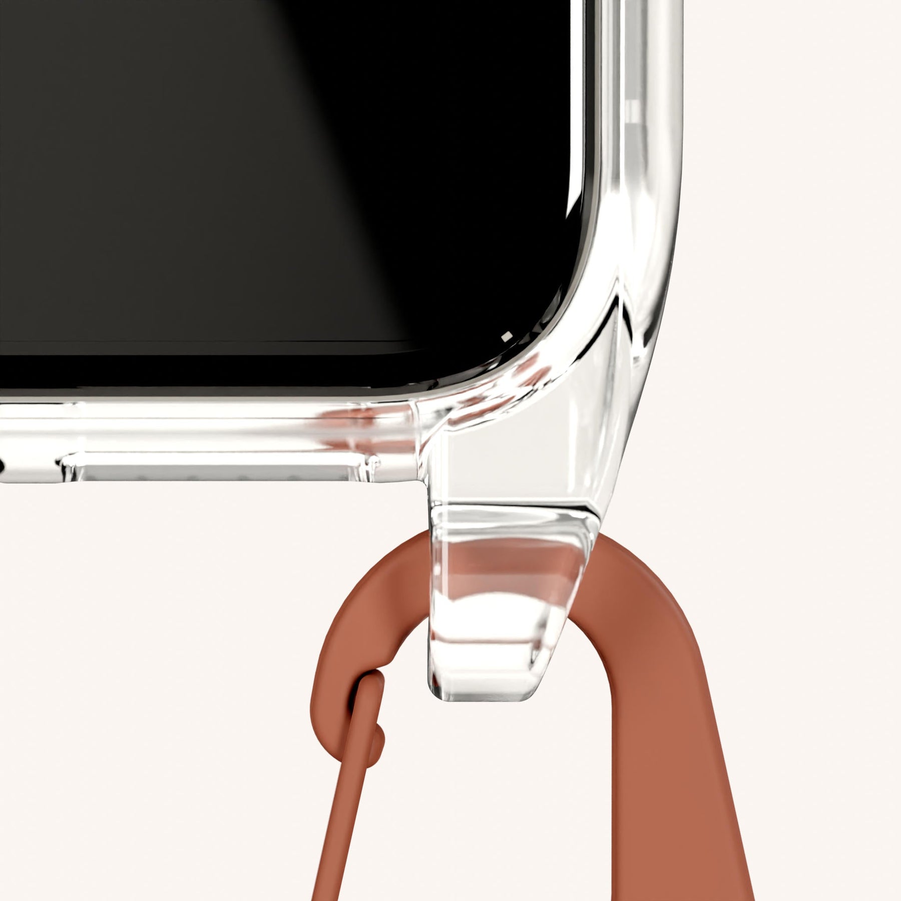 Handykette mit Gurt in Transparent + Rostrot