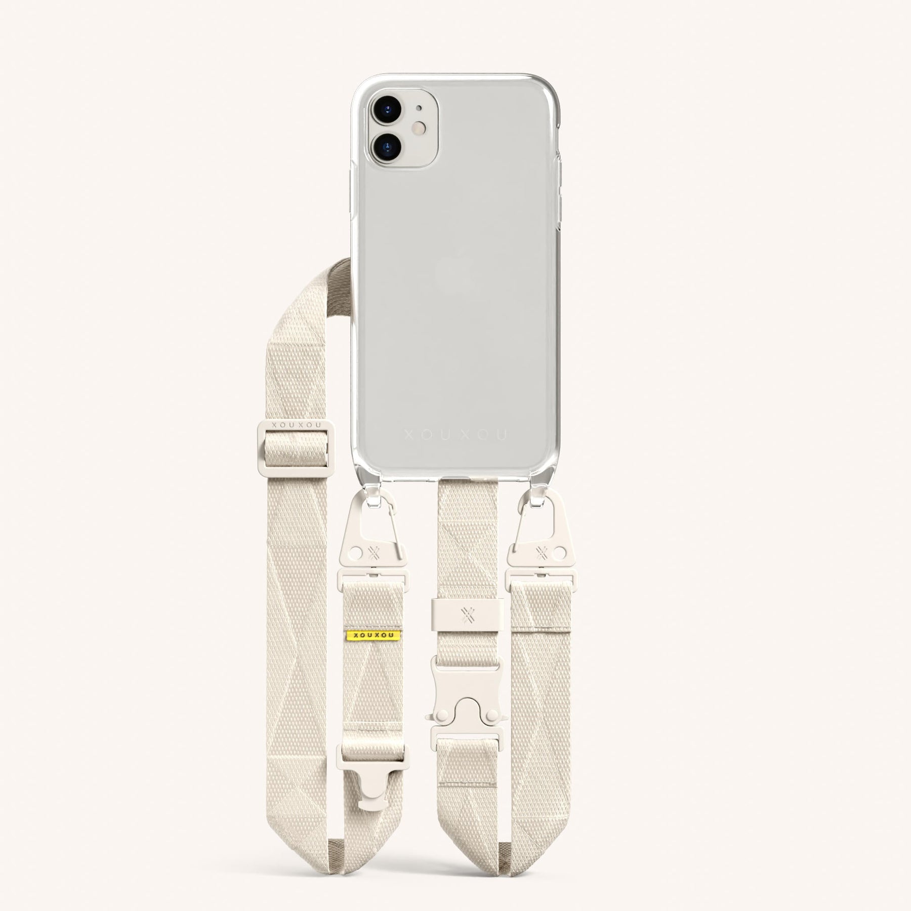 Phone Necklace with Lanyard in Clear + Chalk