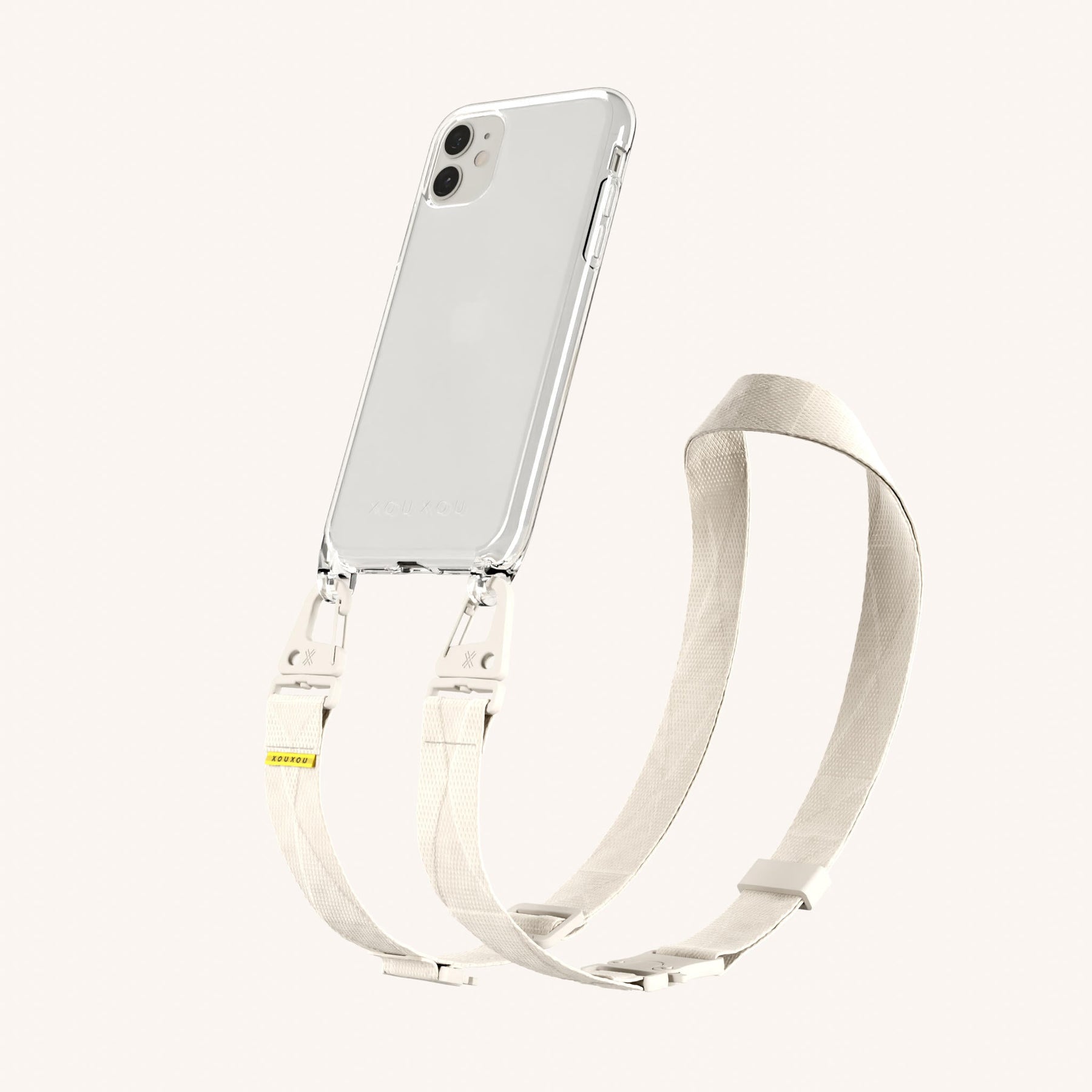 Phone Necklace with Lanyard in Clear + Chalk