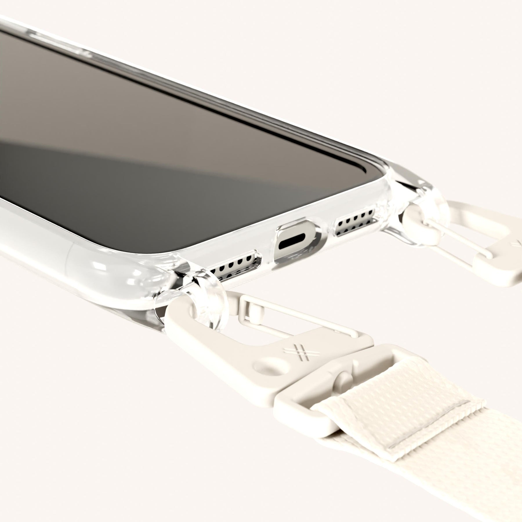 Phone Necklace with Lanyard in Clear + Chalk