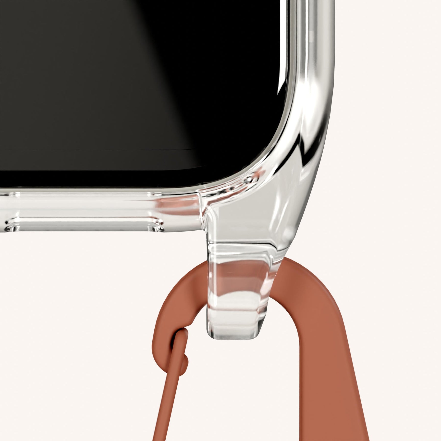 Handykette mit Gurt in Transparent + Rostrot