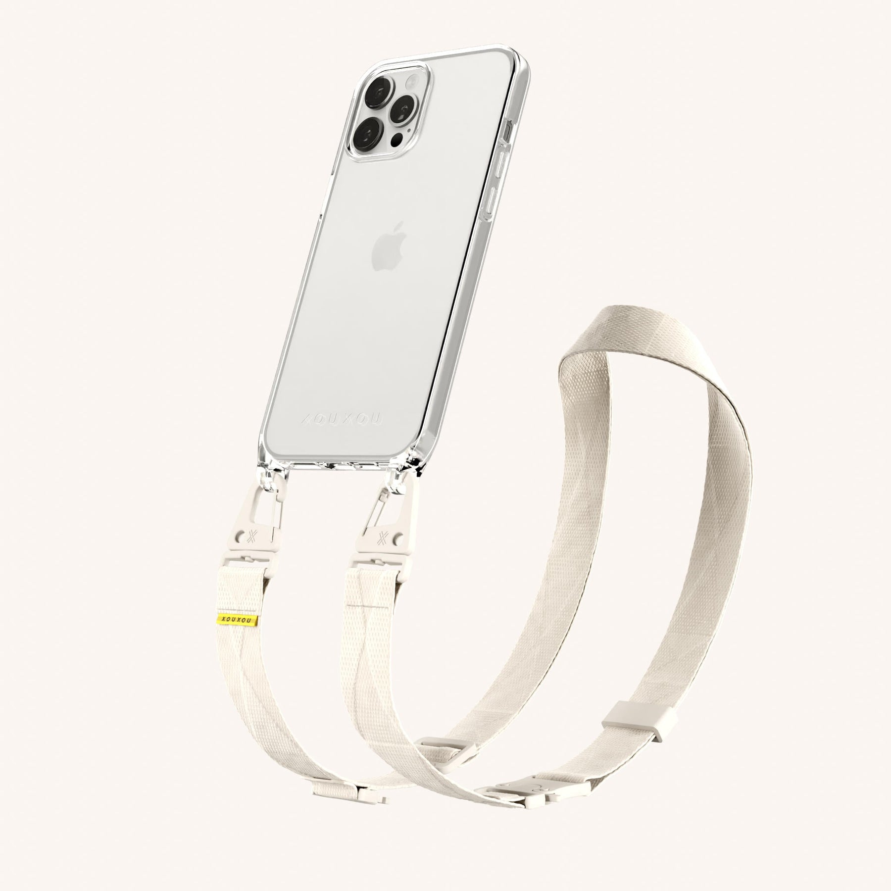 Phone Necklace with Lanyard in Clear + Chalk