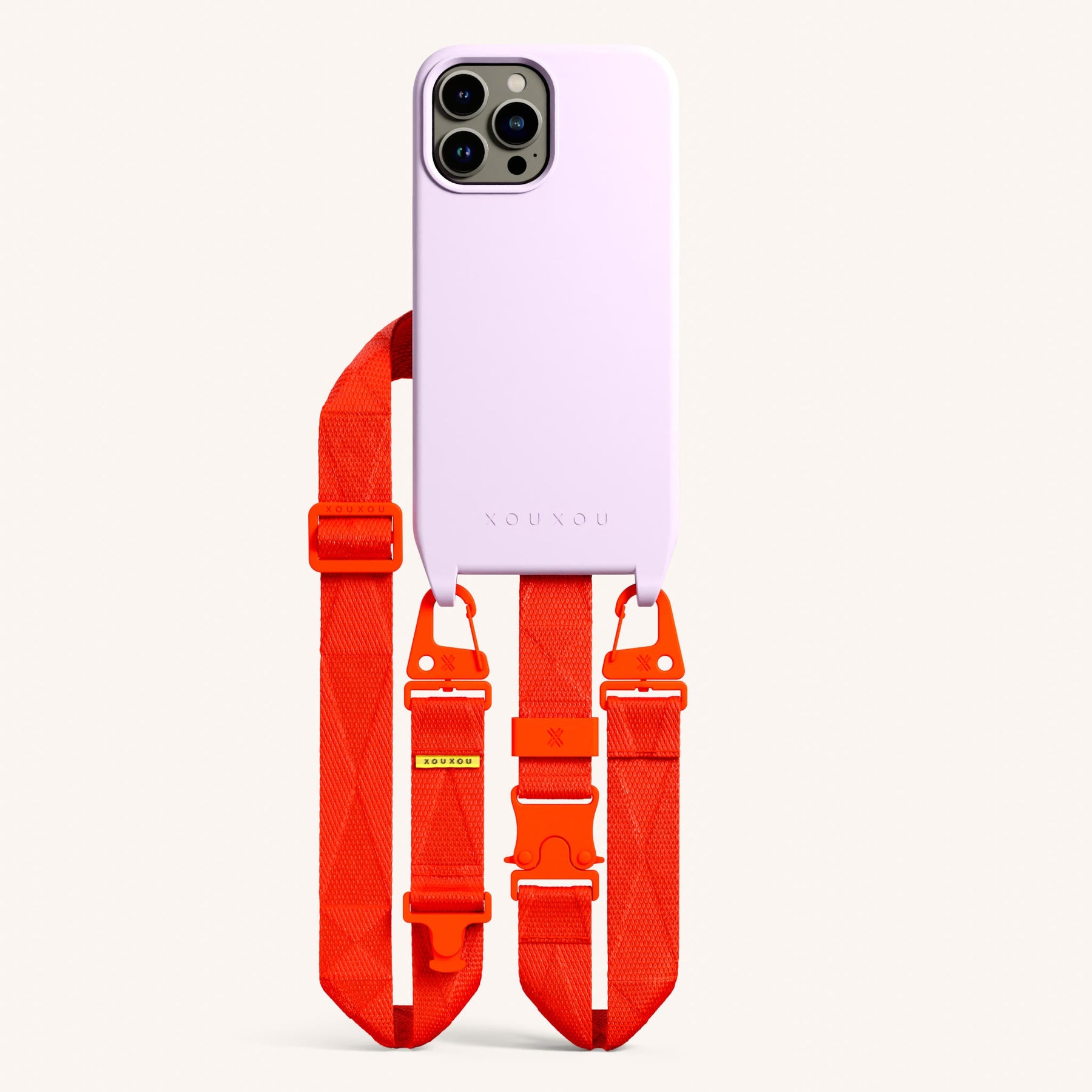 Handykette mit Gurt in Lila + Neon Orange