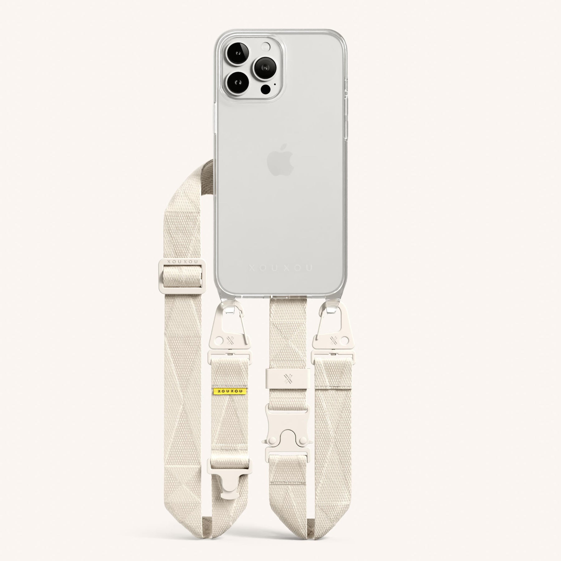 Phone Necklace with Lanyard in Clear + Chalk