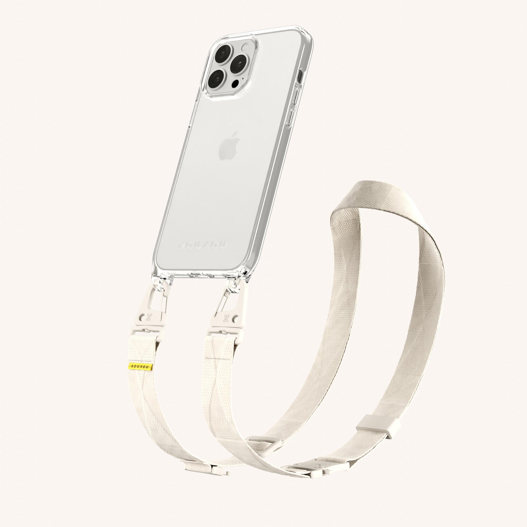 Phone Necklace with Lanyard in Clear + Chalk