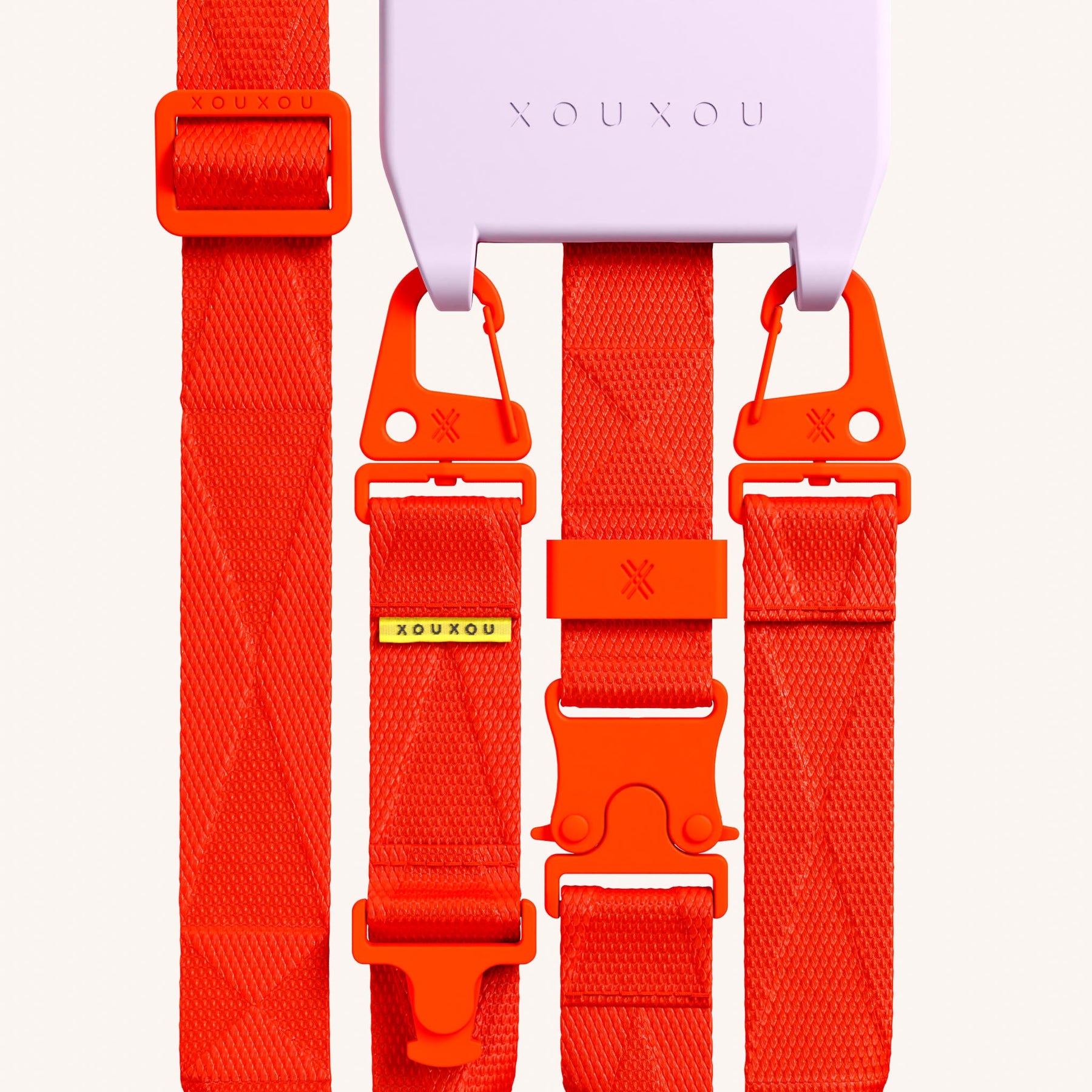 Handykette mit Gurt in Lila + Neon Orange