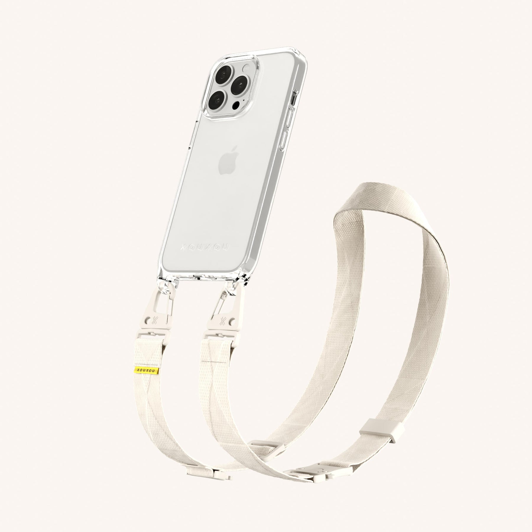 Phone Necklace with Lanyard in Clear + Chalk