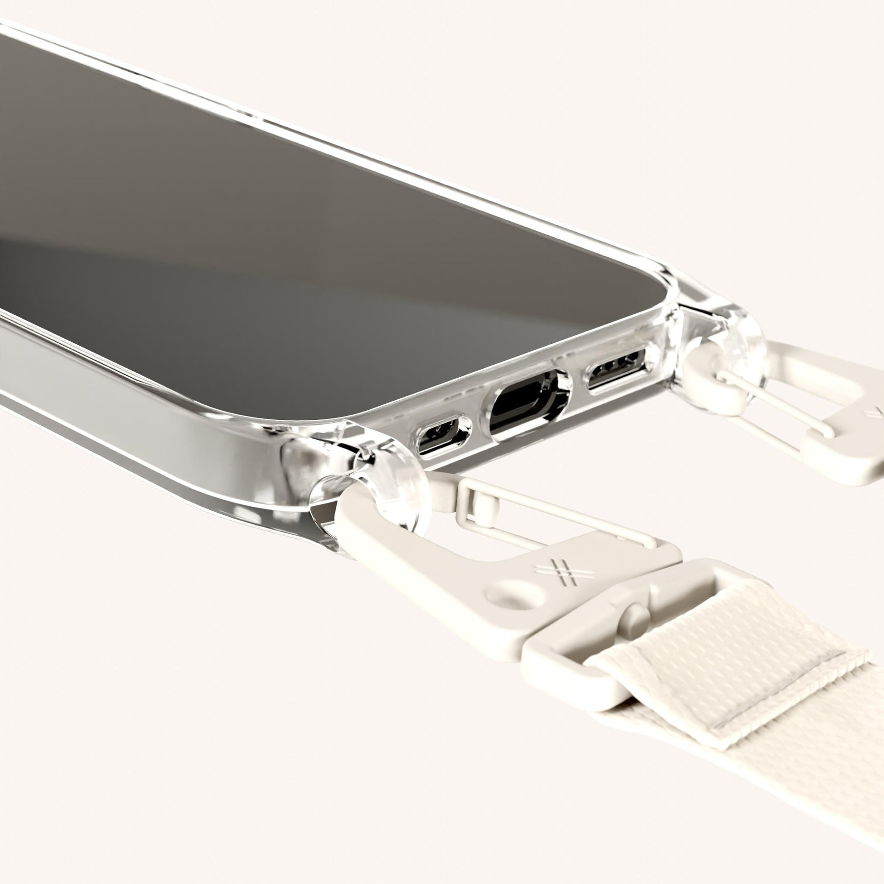 Phone Necklace with Lanyard in Clear + Chalk