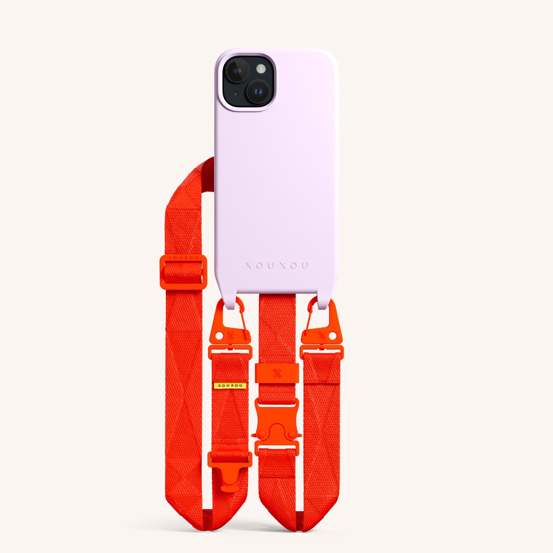 Handykette mit Gurt in Lila + Neon Orange