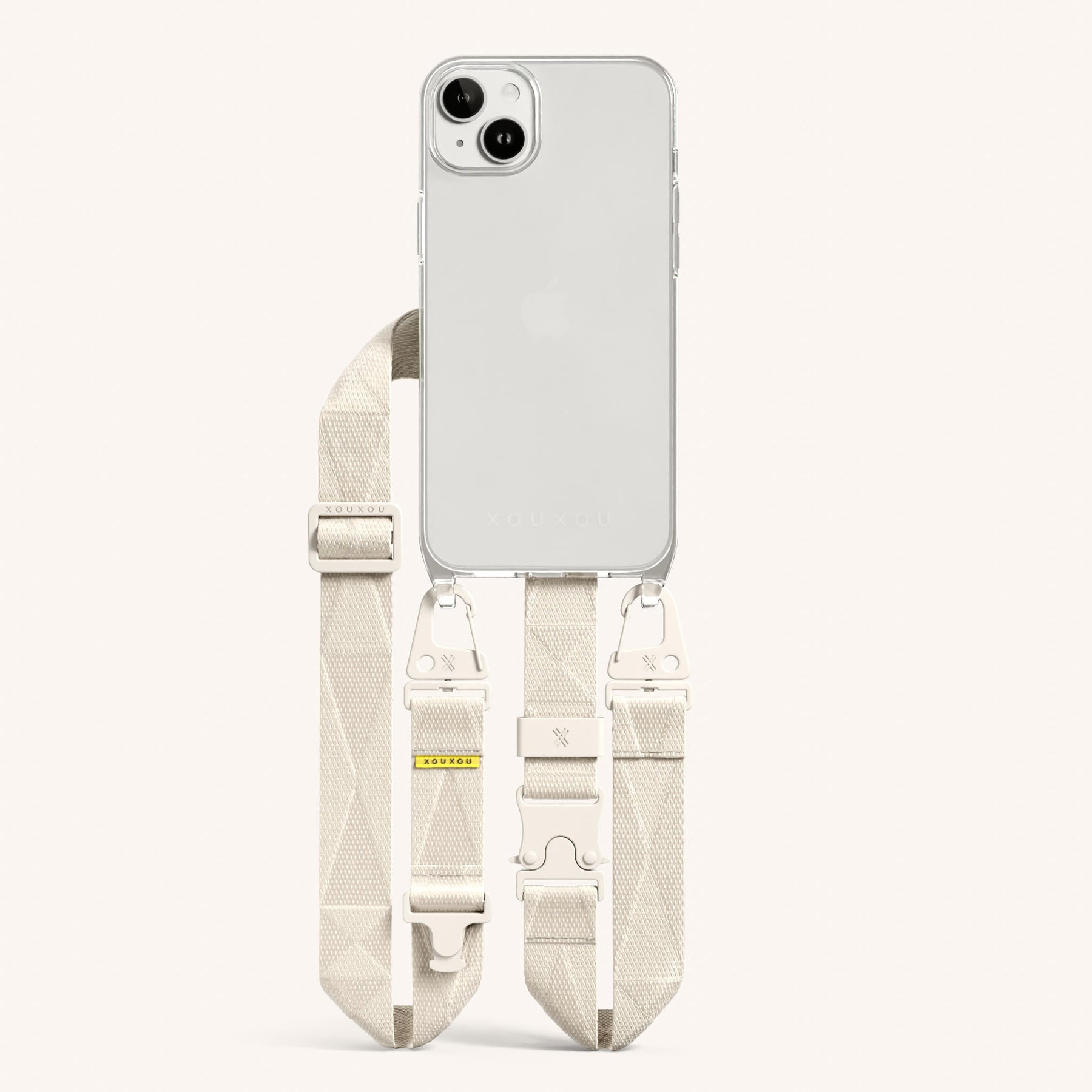 Phone Necklace with Lanyard in Clear + Chalk